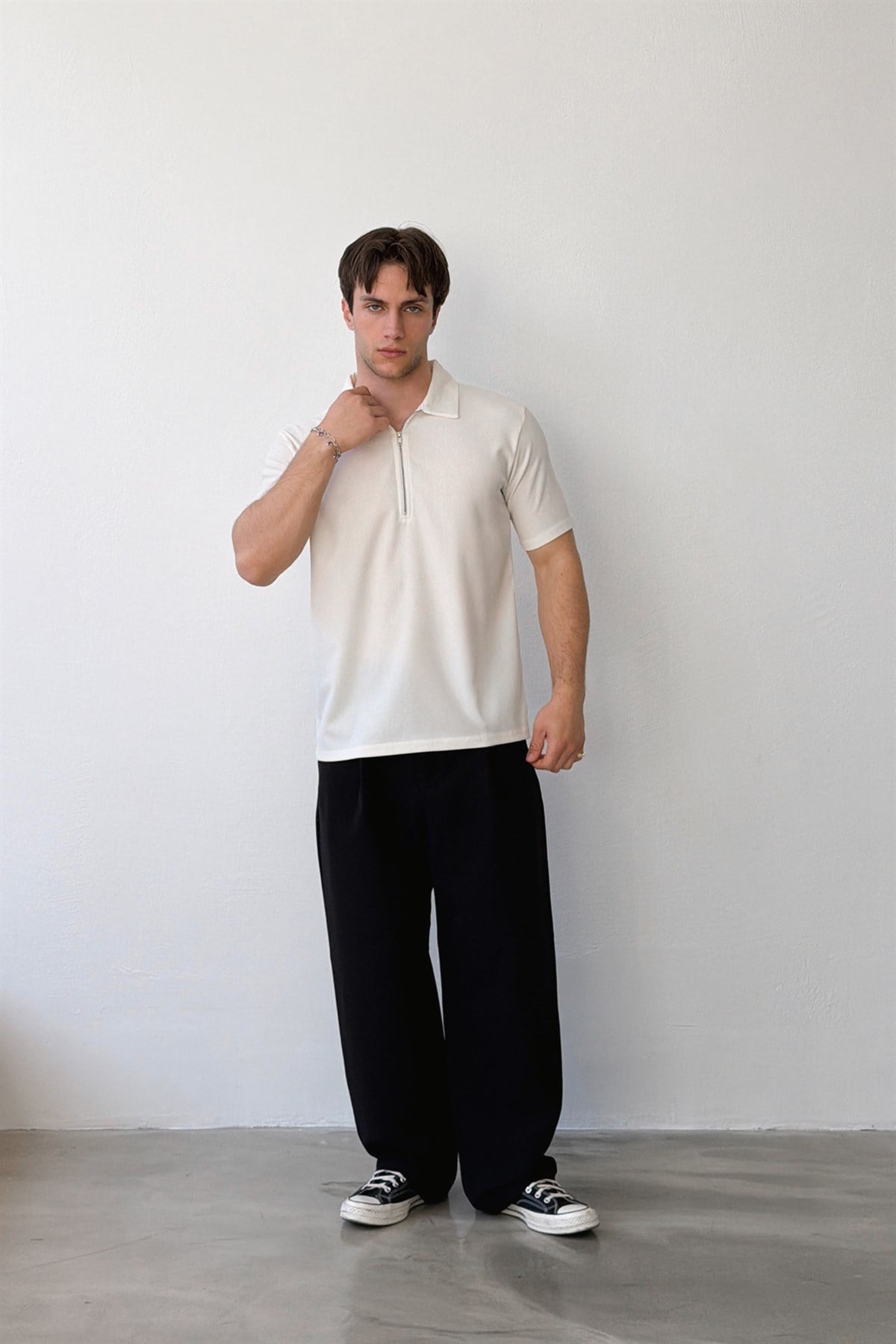 Fermuarlı Dokuma Tişört