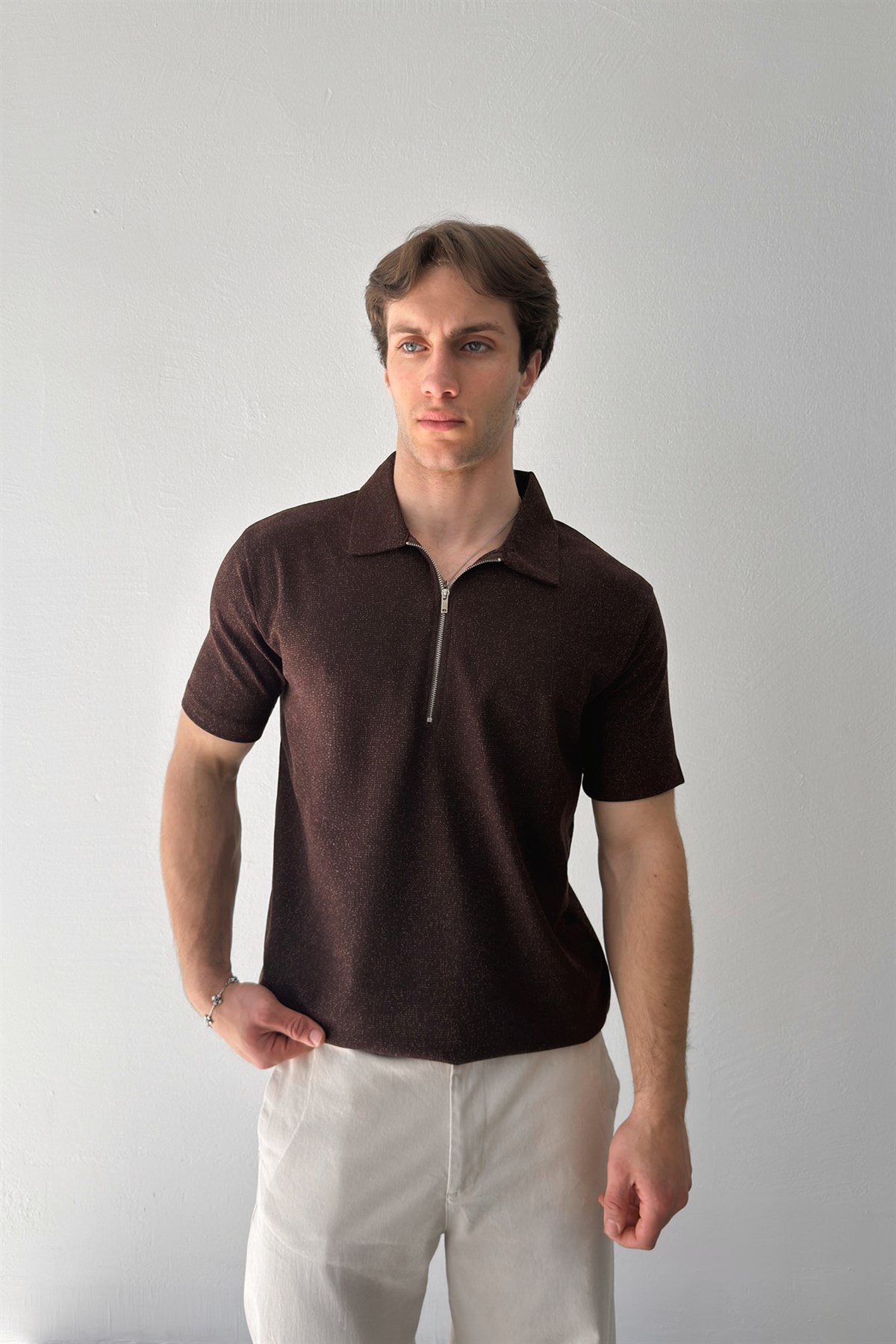 Fermuarlı Dokuma Tişört