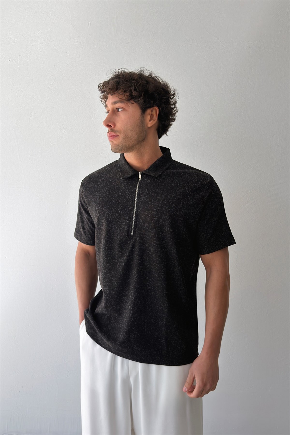 Fermuarlı Dokuma Tişört