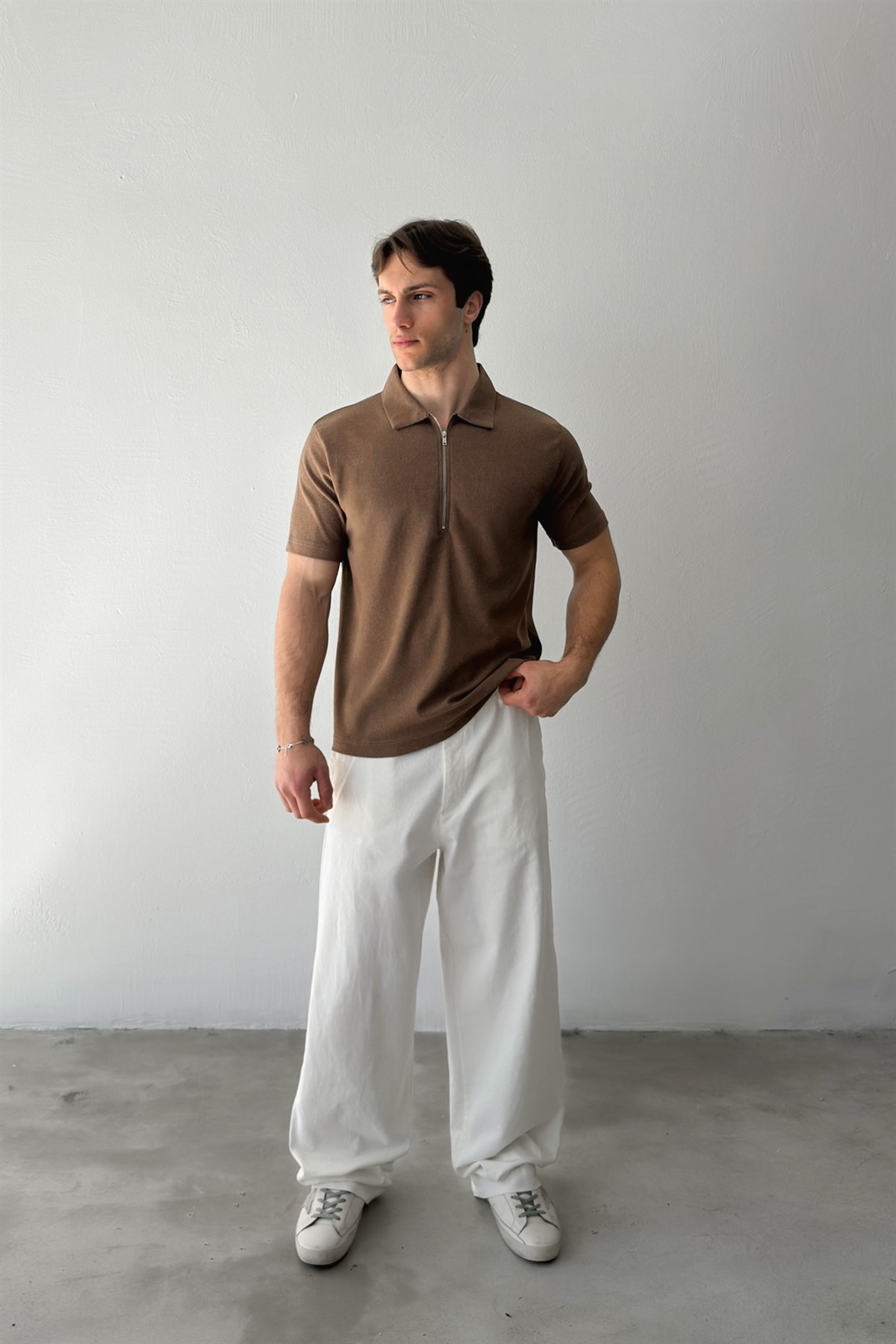 Fermuarlı Dokuma Tişört