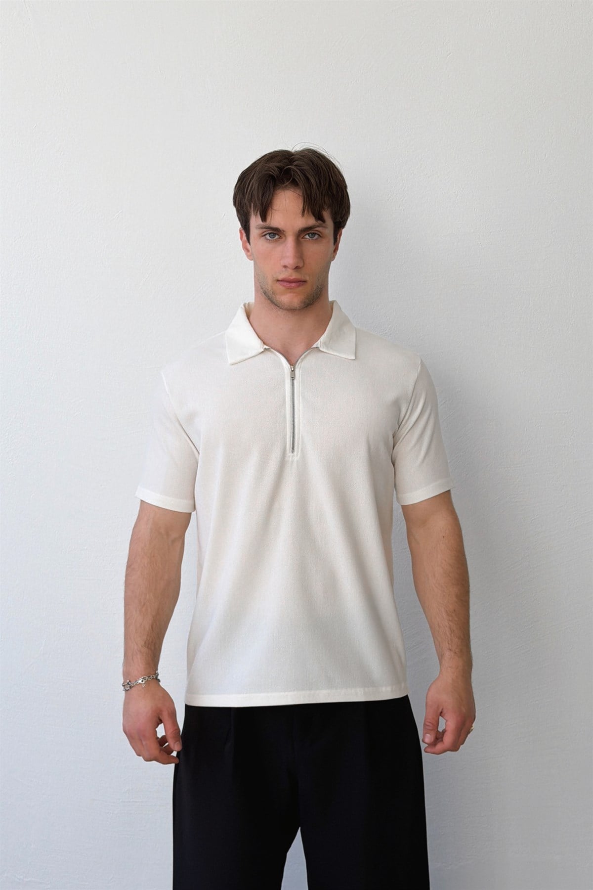 Fermuarlı Dokuma Tişört