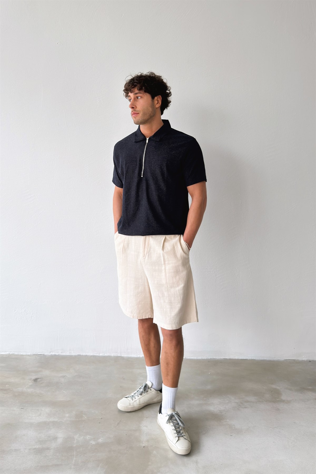 Fermuarlı Dokuma Tişört