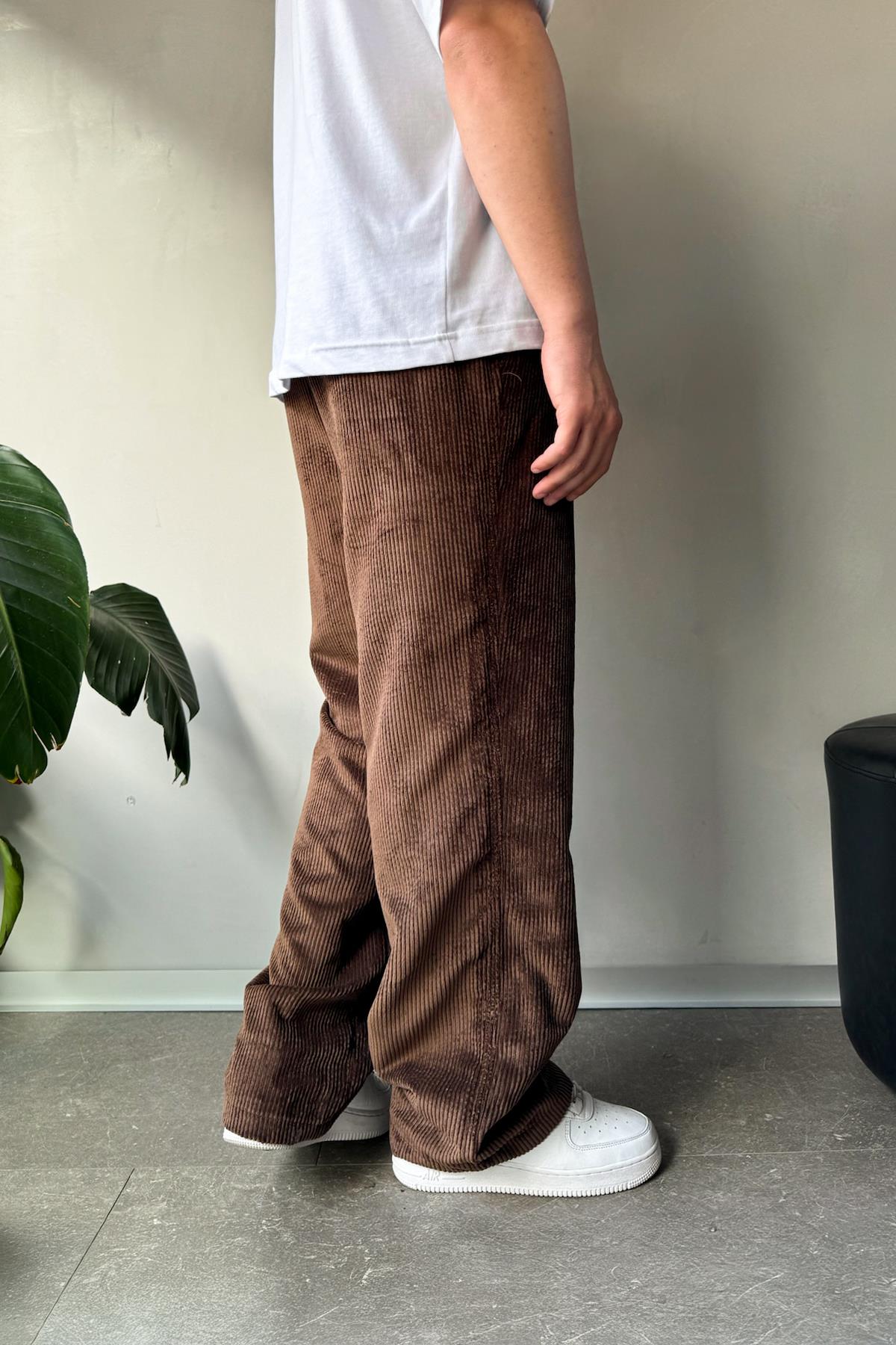 Fitilli Kadife Arka Cep Detay Baggy Pantolon