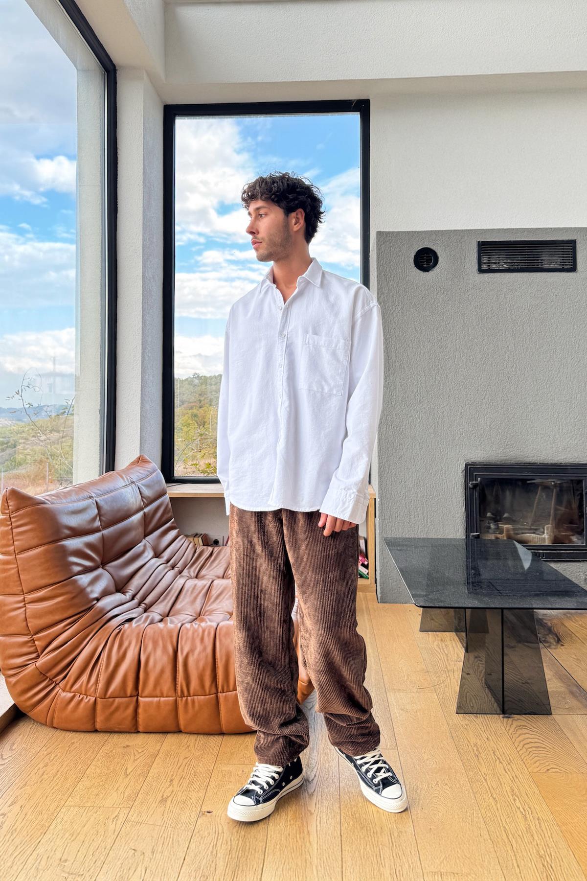 Fitilli Kadife Pantolon Kahverengi