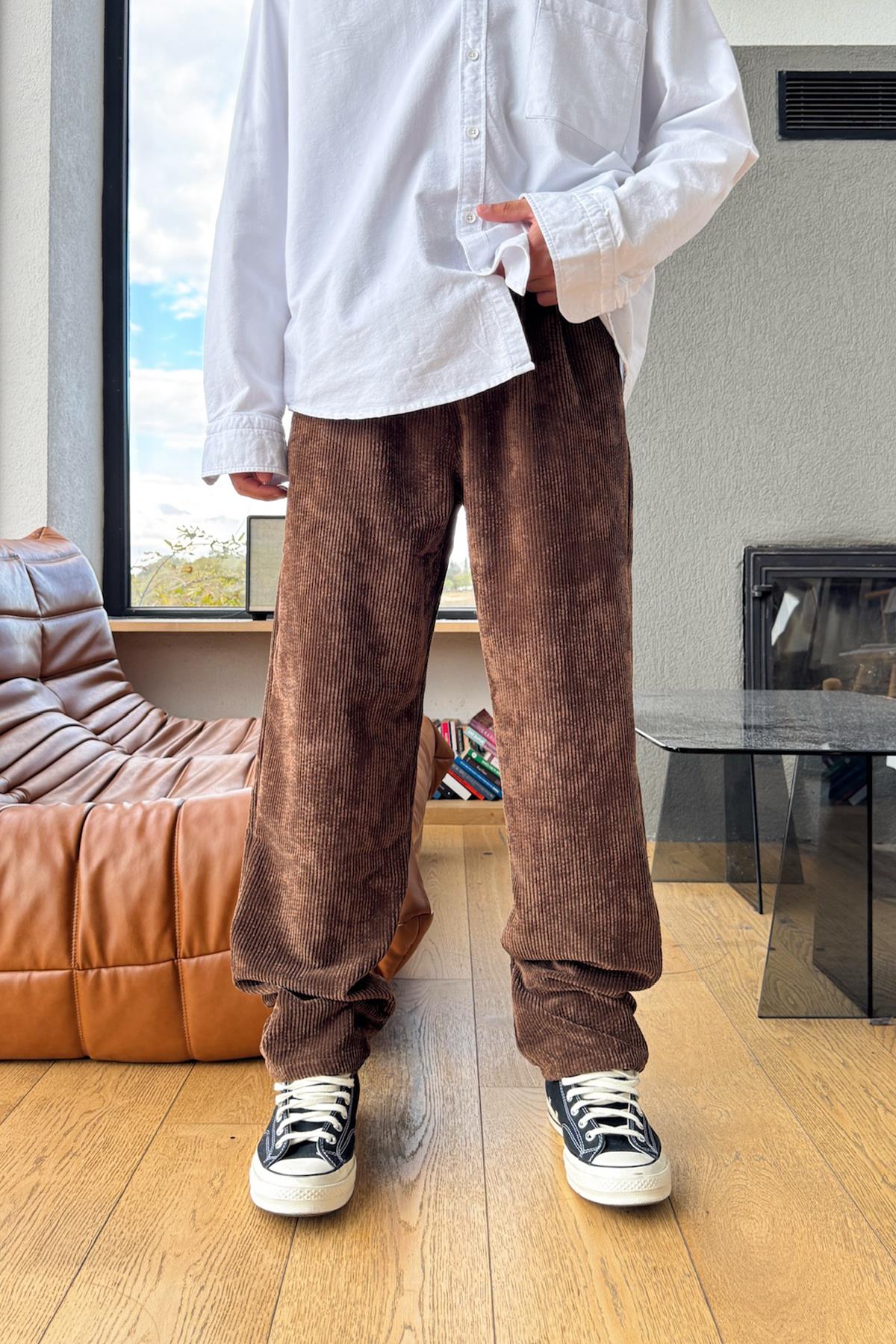 Fitilli Kadife Pantolon Kahverengi