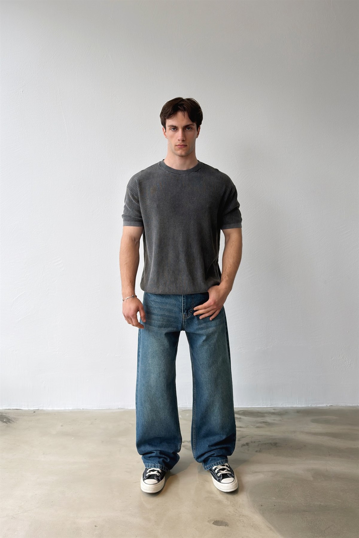 Fitilli Örme Triko Tişört