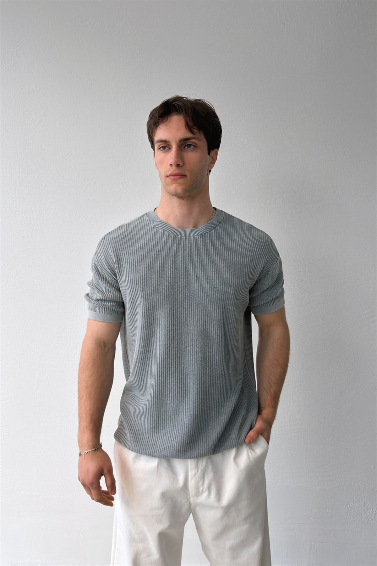 Fitilli Örme Triko Tişört