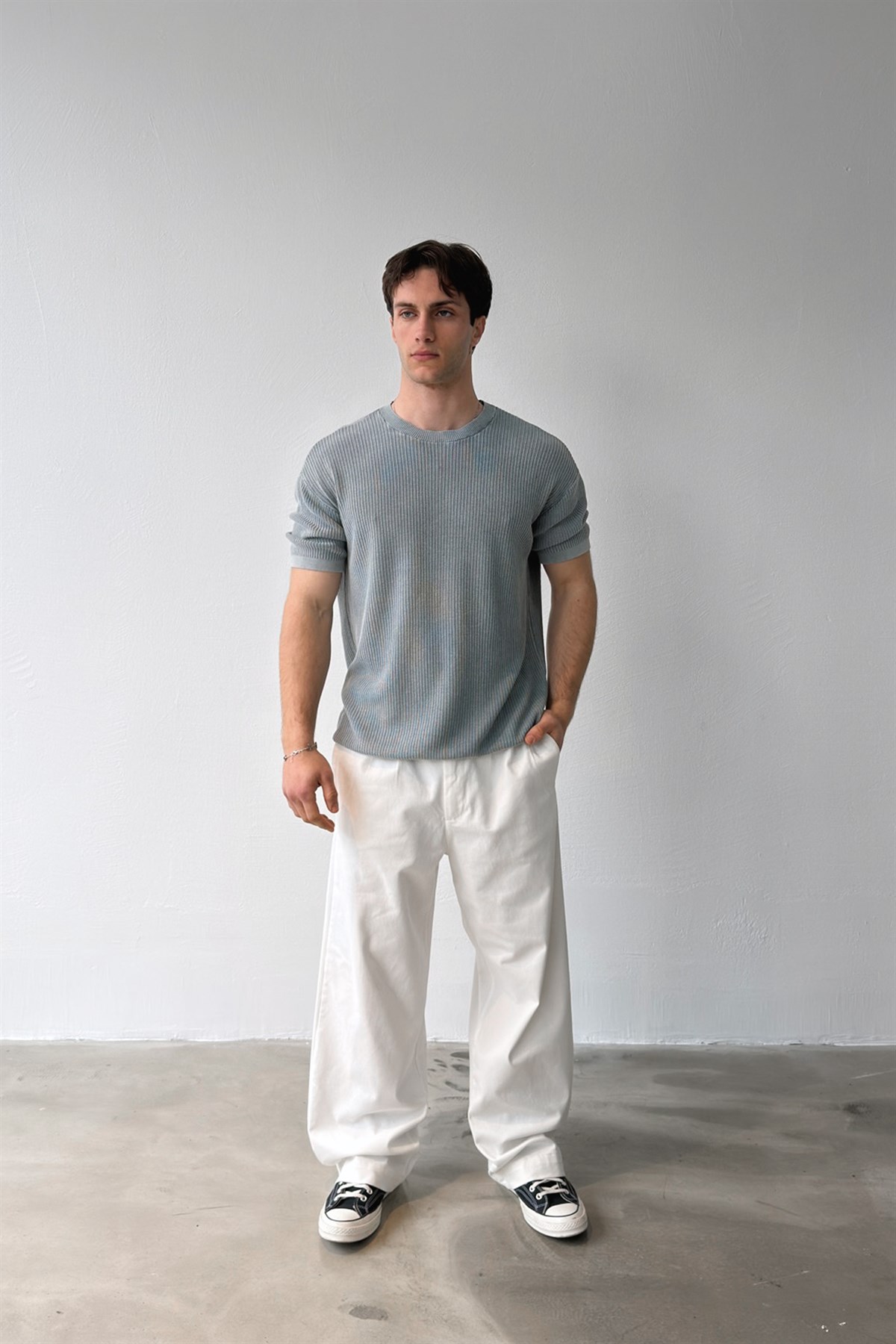 Fitilli Örme Triko Tişört