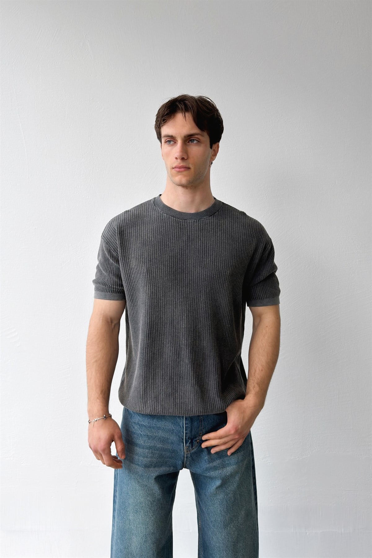 Fitilli Örme Triko Tişört