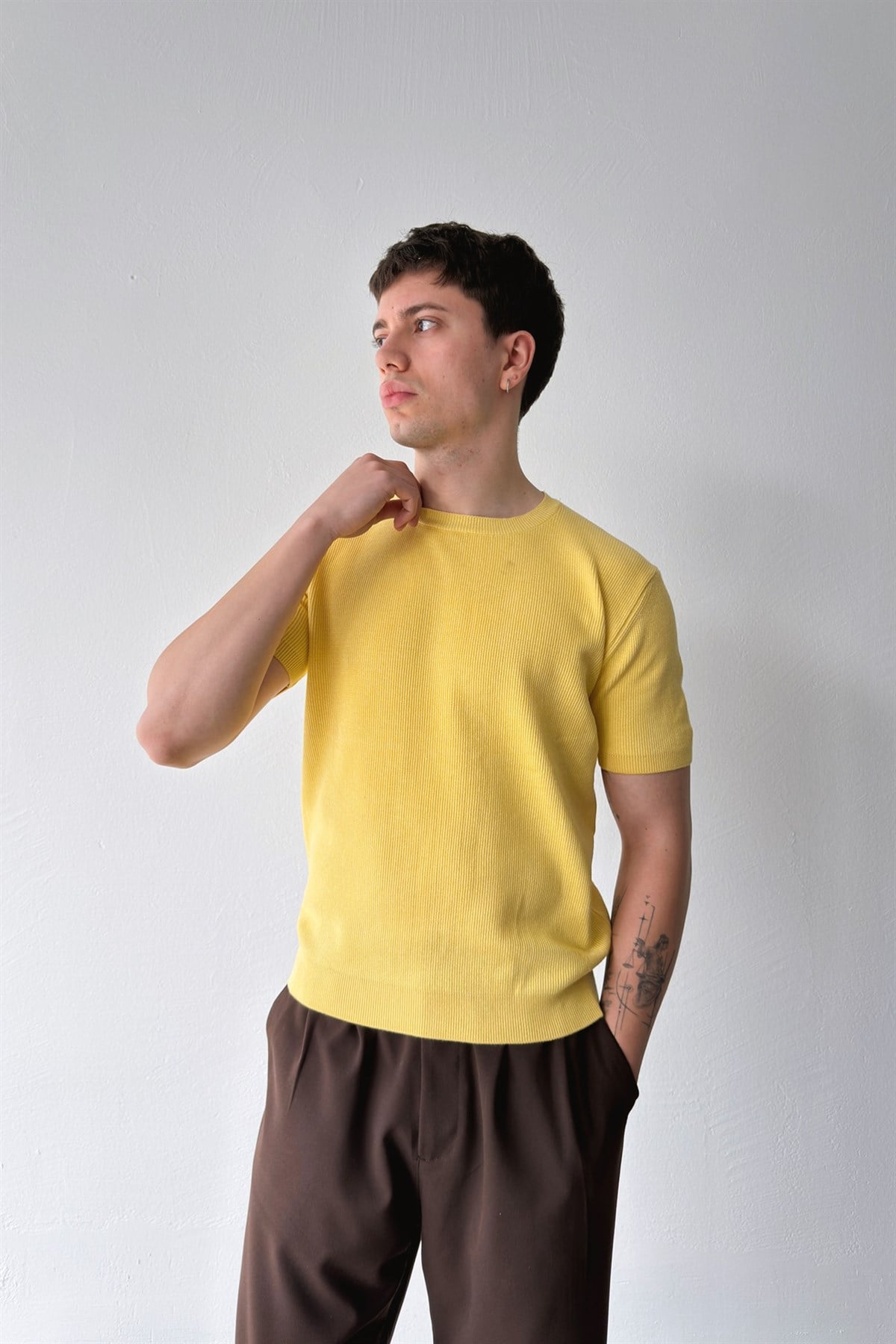 Fitilli Triko Kısa Kol Tişört