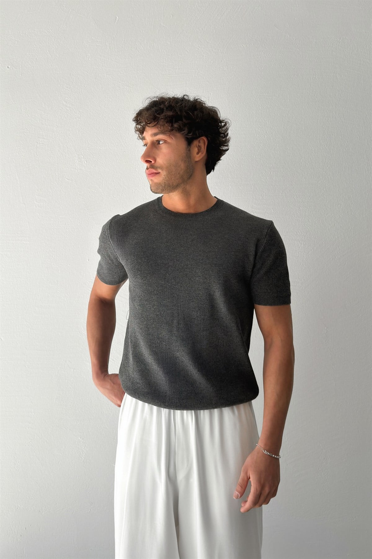 Fitilli Triko Kısa Kol Tişört