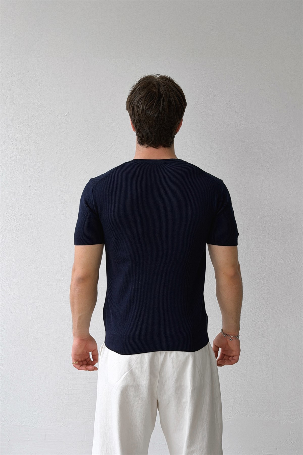 Fitilli Triko Kısa Kol Tişört