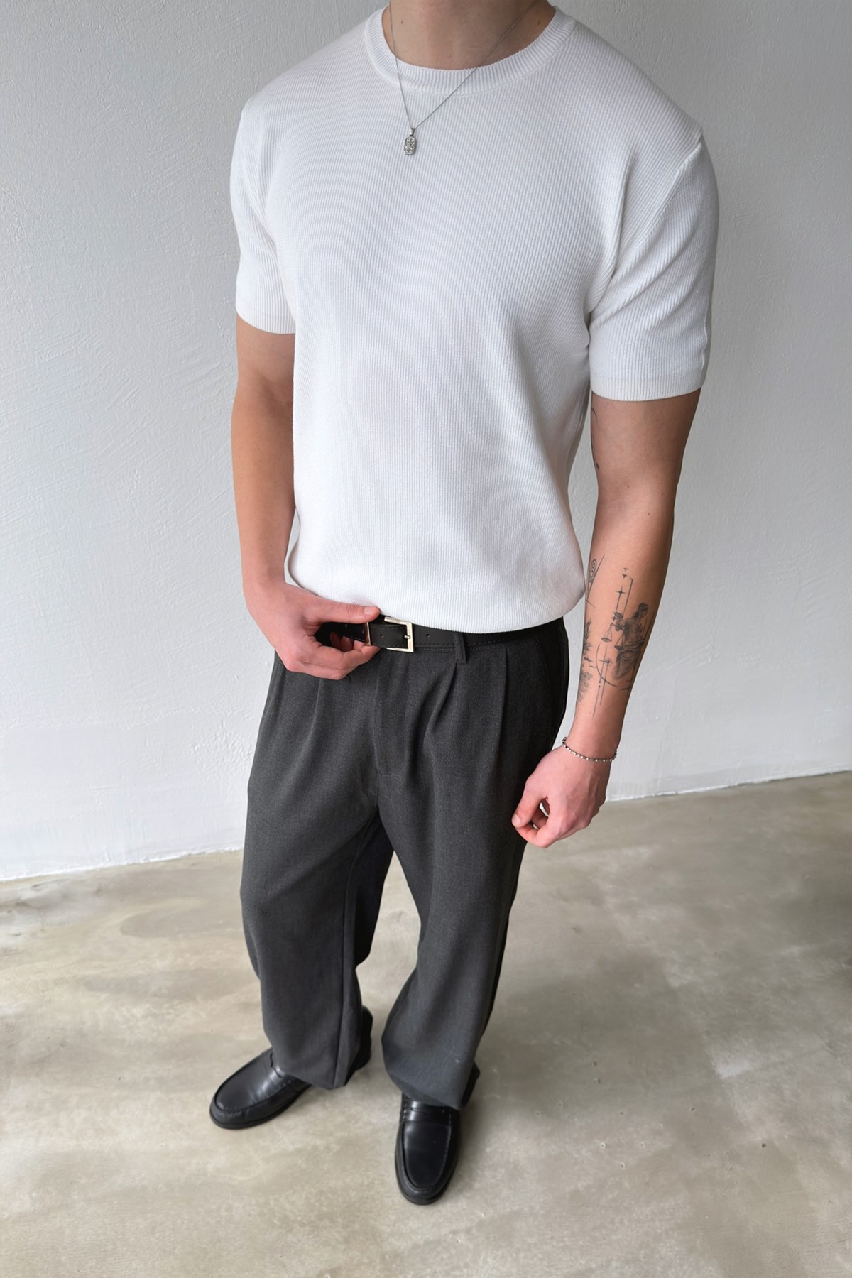 Fitilli Triko Kısa Kol Tişört