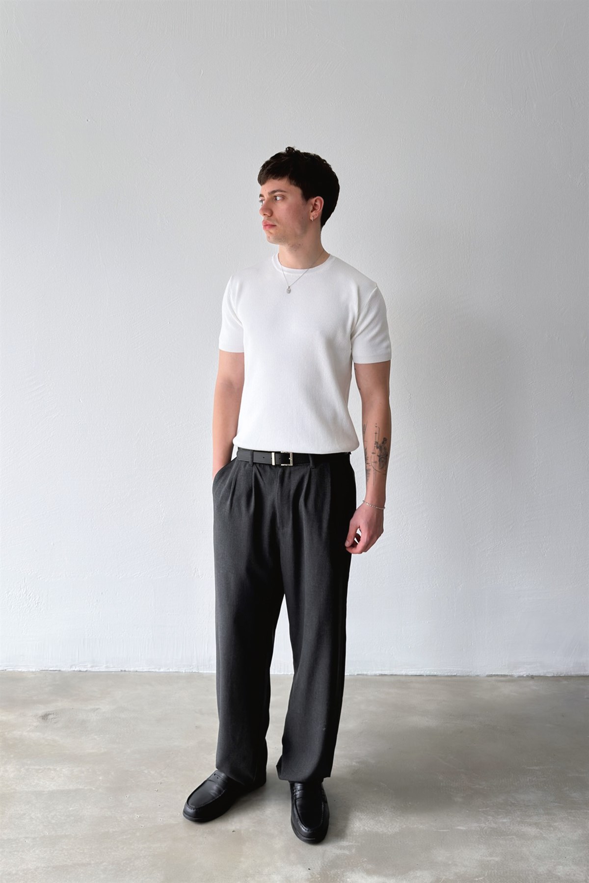 Fitilli Triko Kısa Kol Tişört