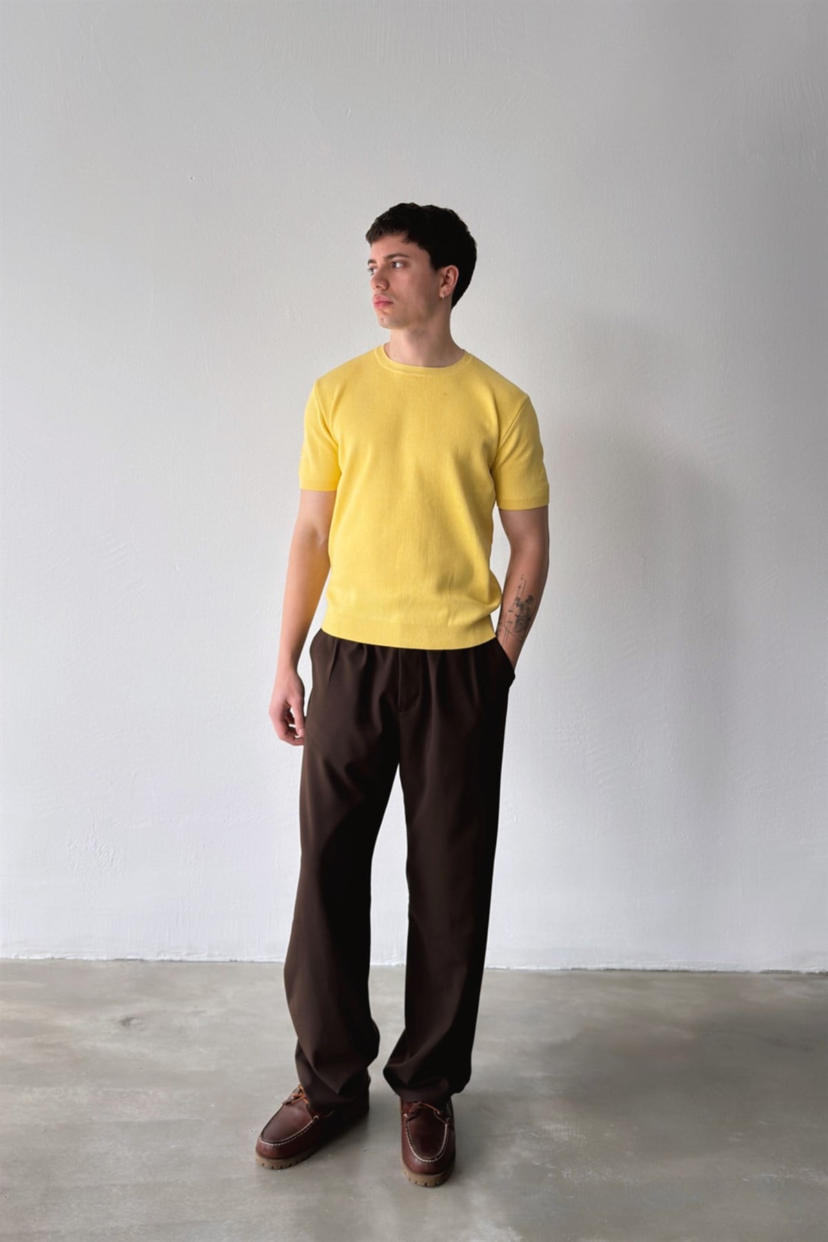 Fitilli Triko Kısa Kol Tişört