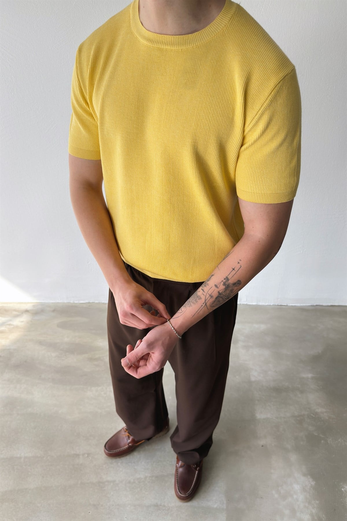 Fitilli Triko Kısa Kol Tişört