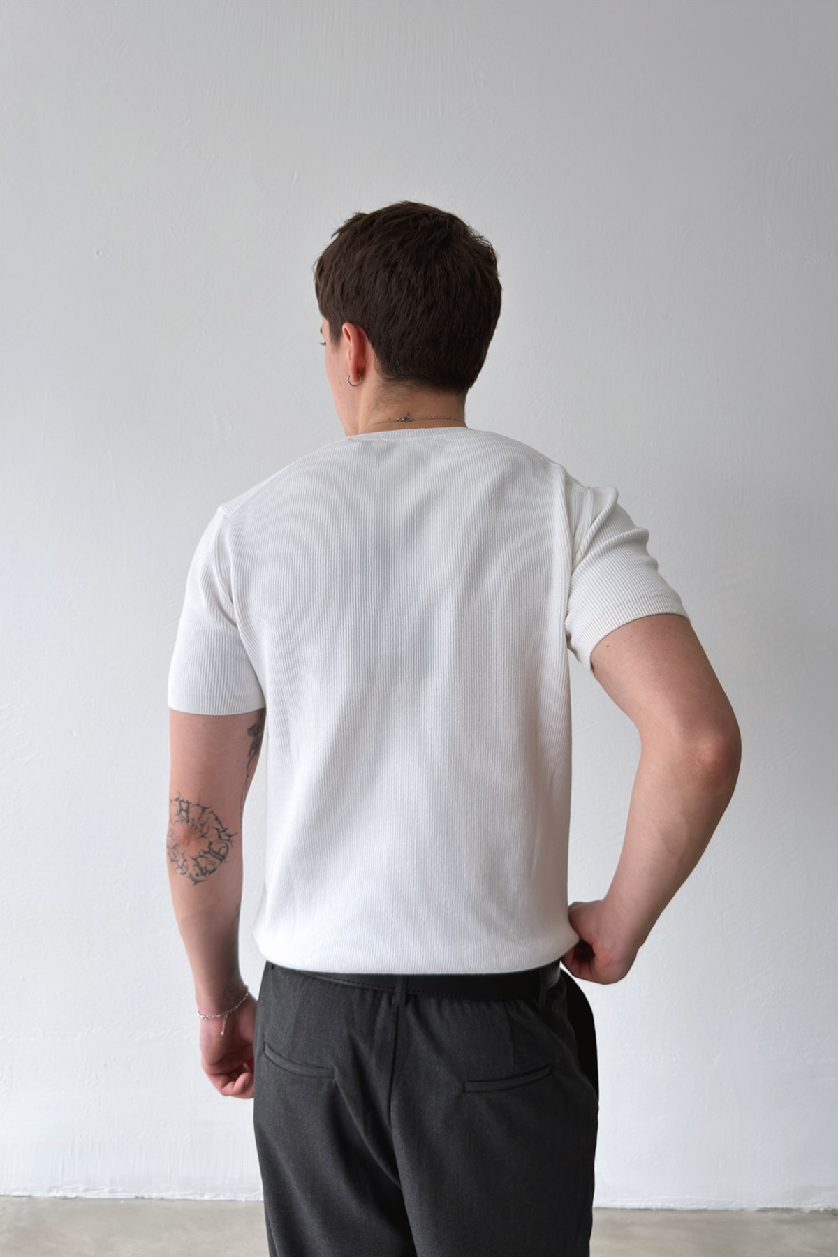 Fitilli Triko Kısa Kol Tişört