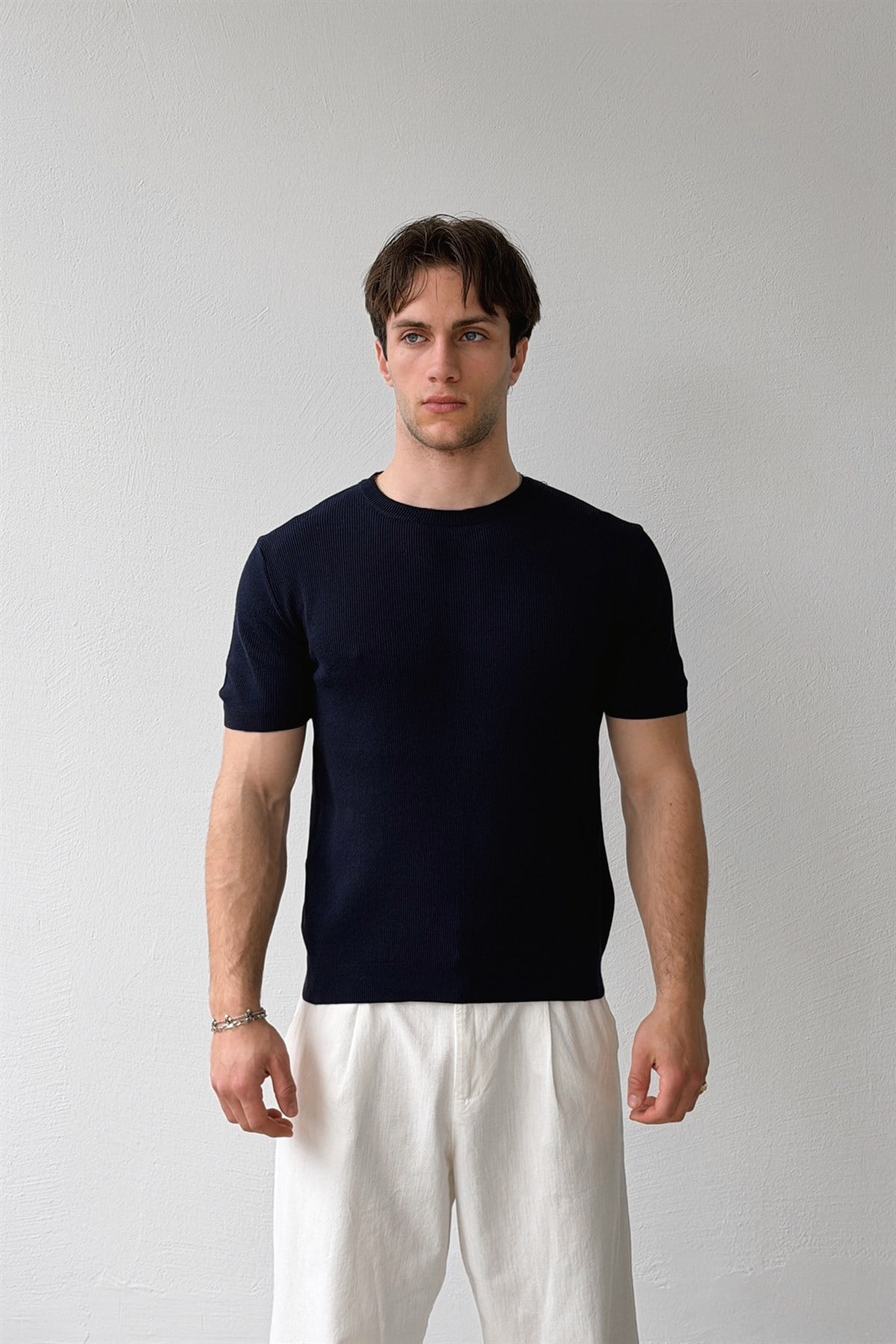 Fitilli Triko Kısa Kol Tişört