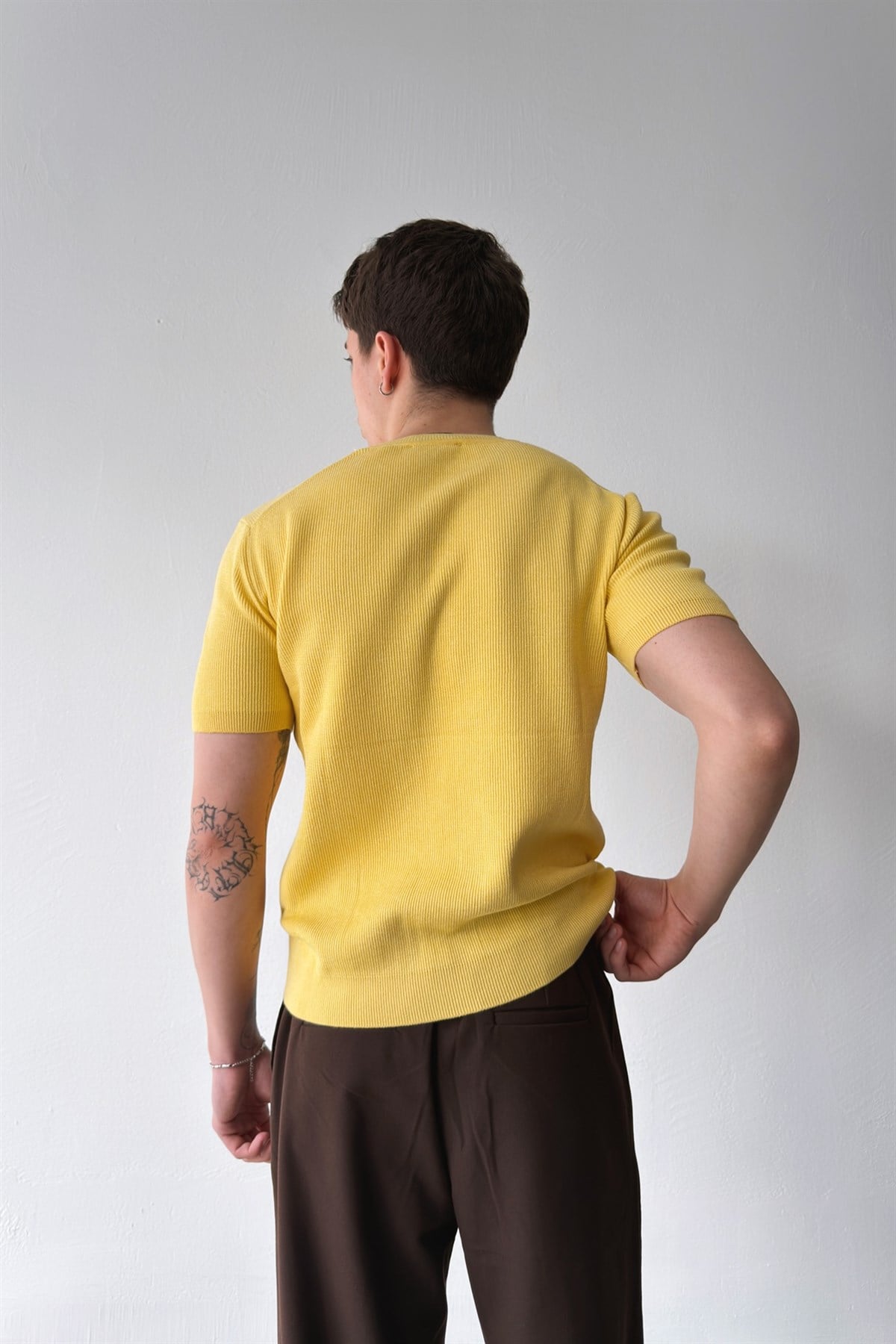 Fitilli Triko Kısa Kol Tişört