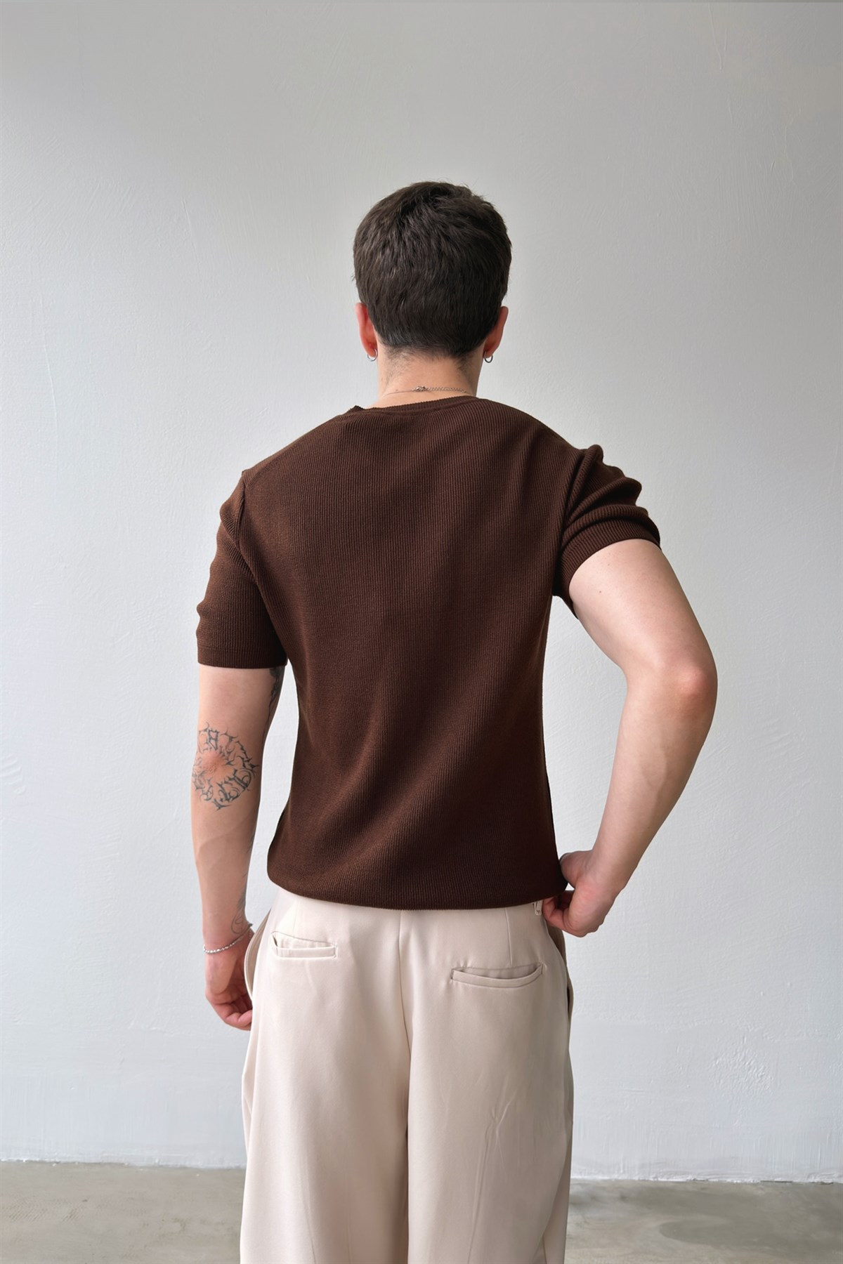 Fitilli Triko Kısa Kol Tişört