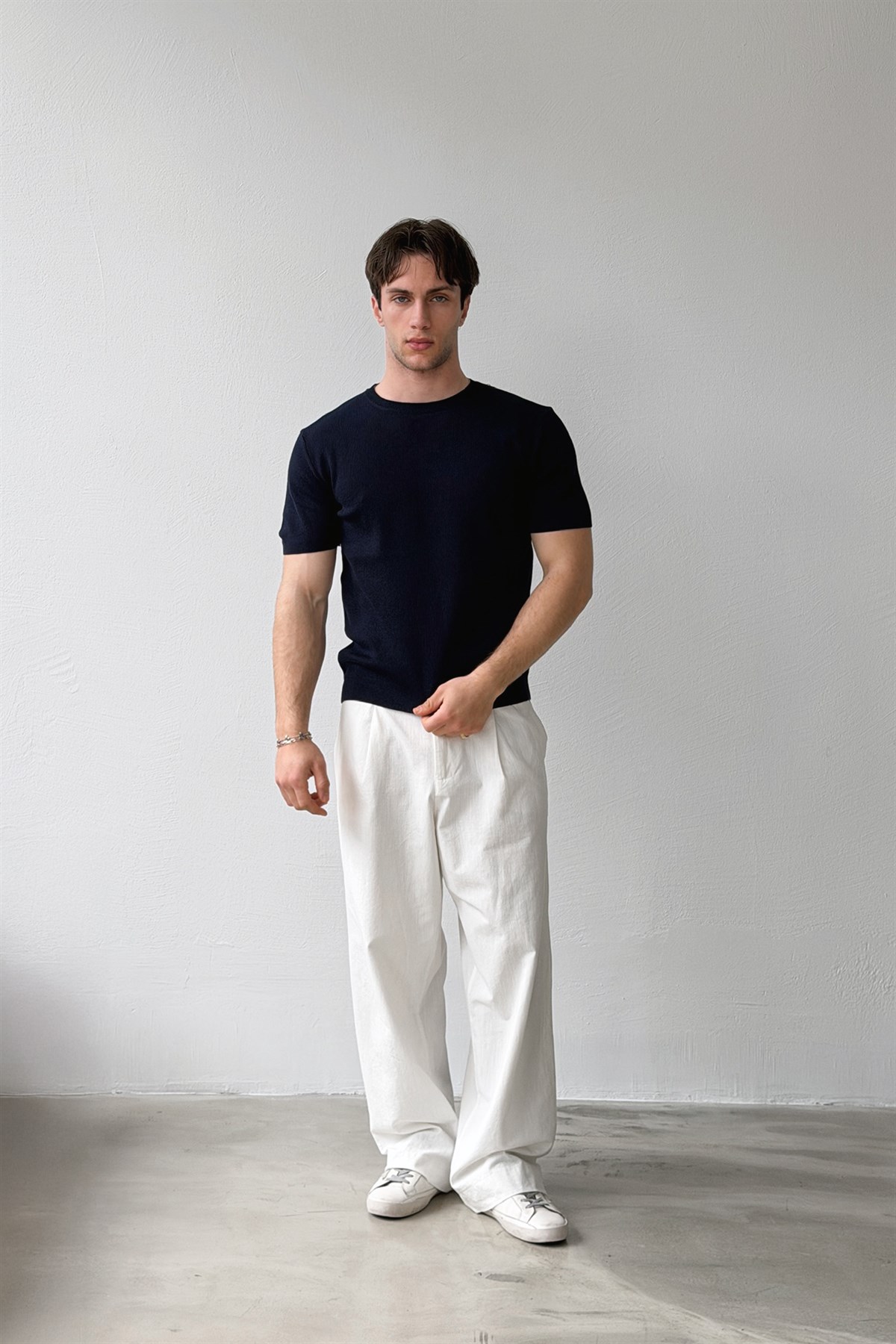 Fitilli Triko Kısa Kol Tişört