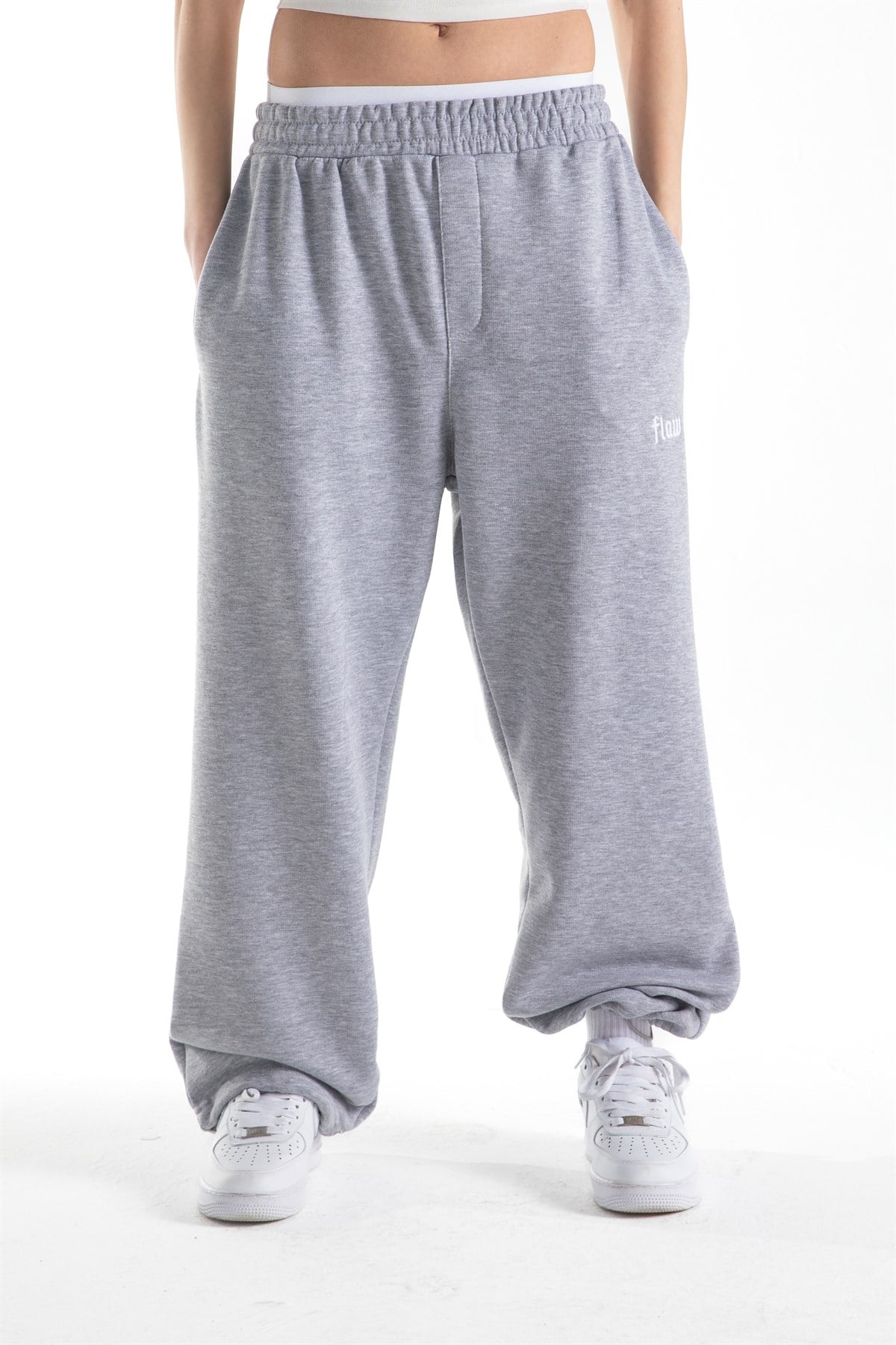 Flaw Atelier Baggy Eşofman Altı Gri Melanj