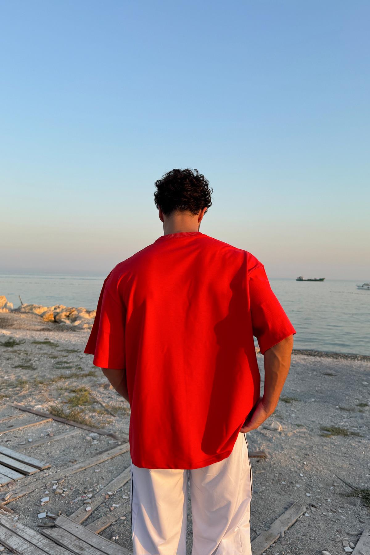 Flaw Atelier Basic Kırmızı Oversize Tişört