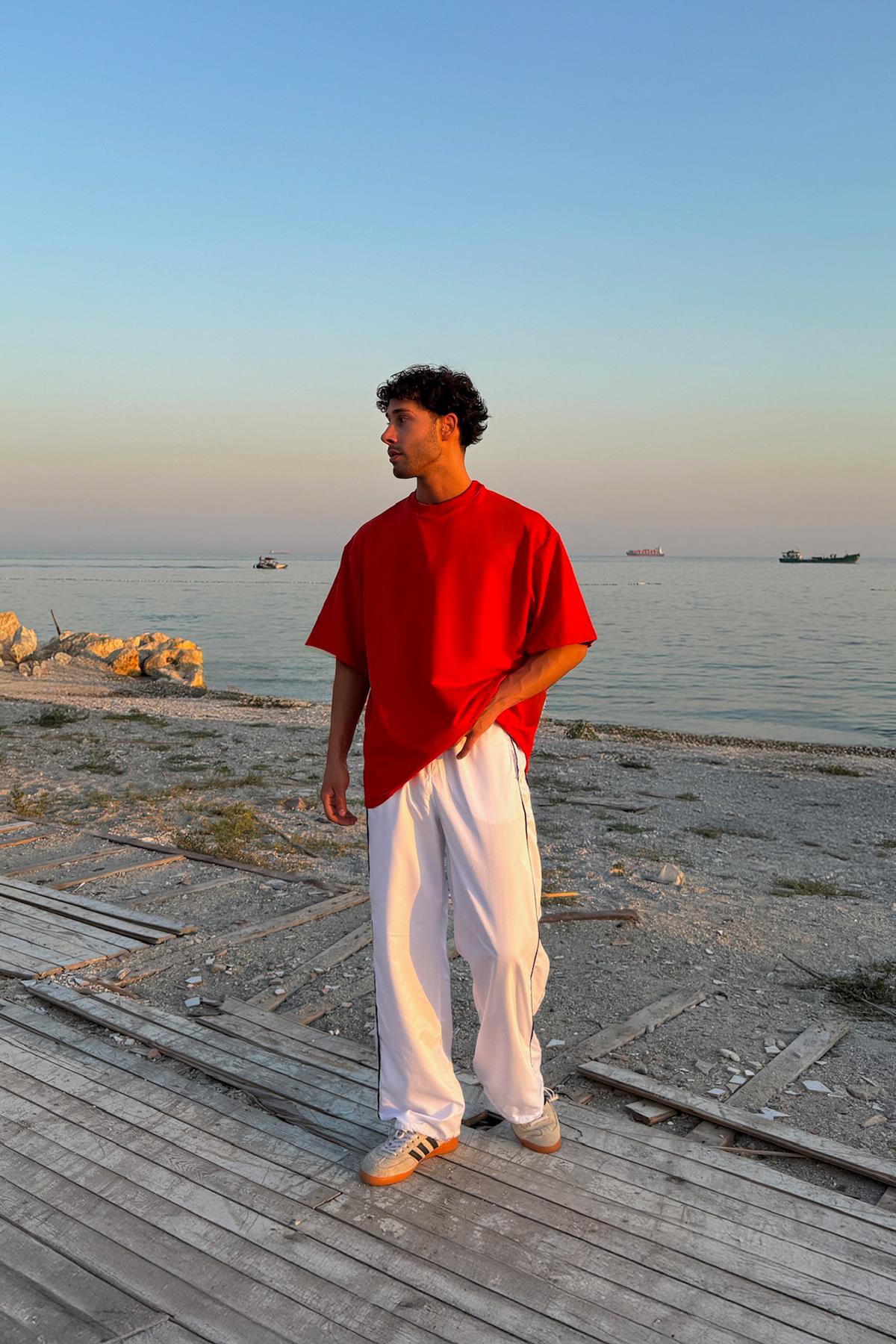 Flaw Atelier Basic Kırmızı Oversize Tişört