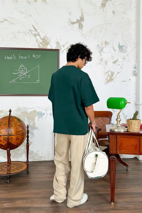 Flaw Atelier Bisiklet Yaka Petrol Yeşili Basic Tişört