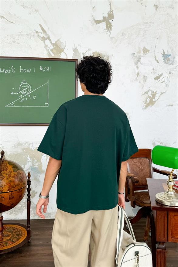 Flaw Atelier Bisiklet Yaka Petrol Yeşili Basic Tişört