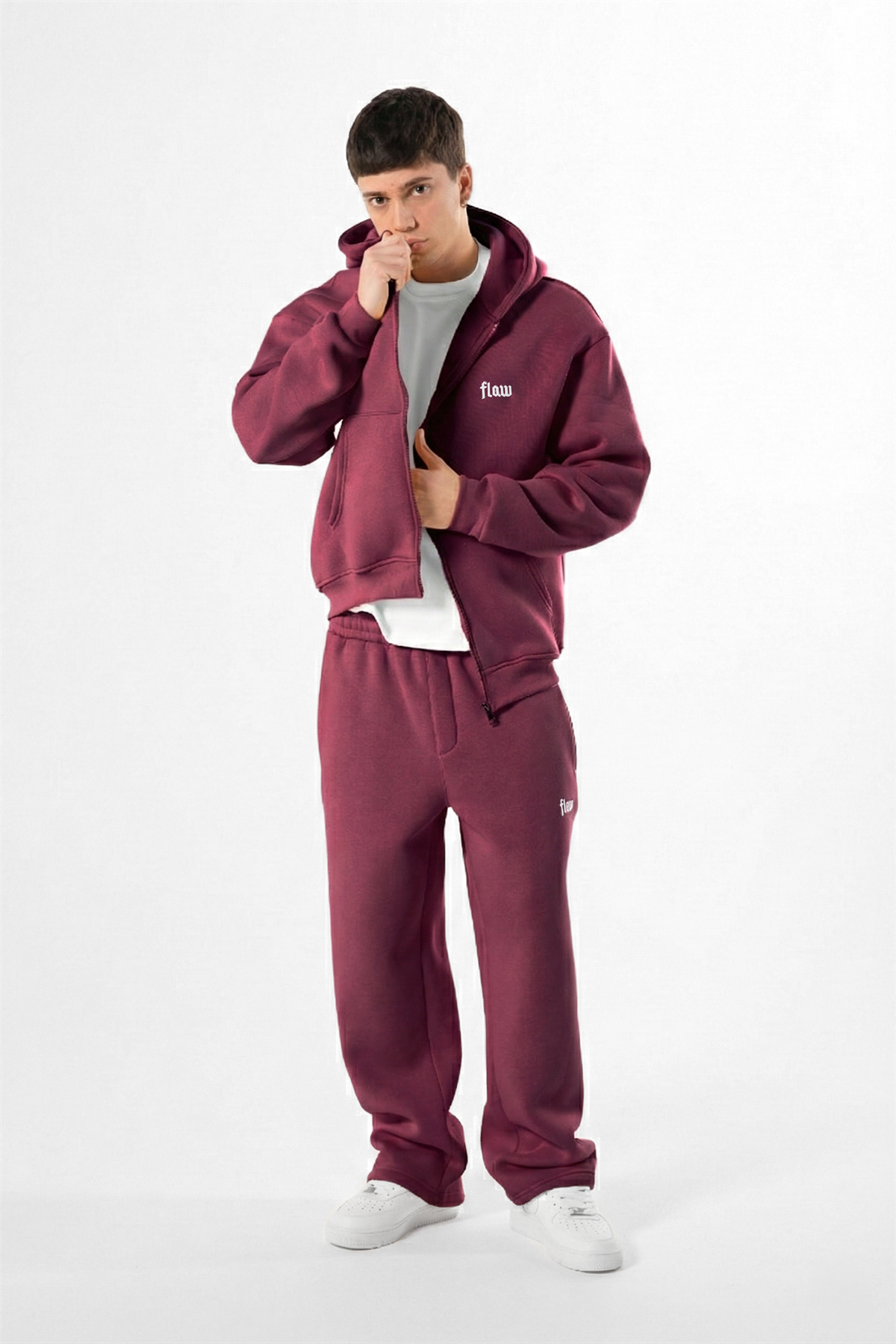 Flaw Atelier Bordo Baggy Eşofman Altı