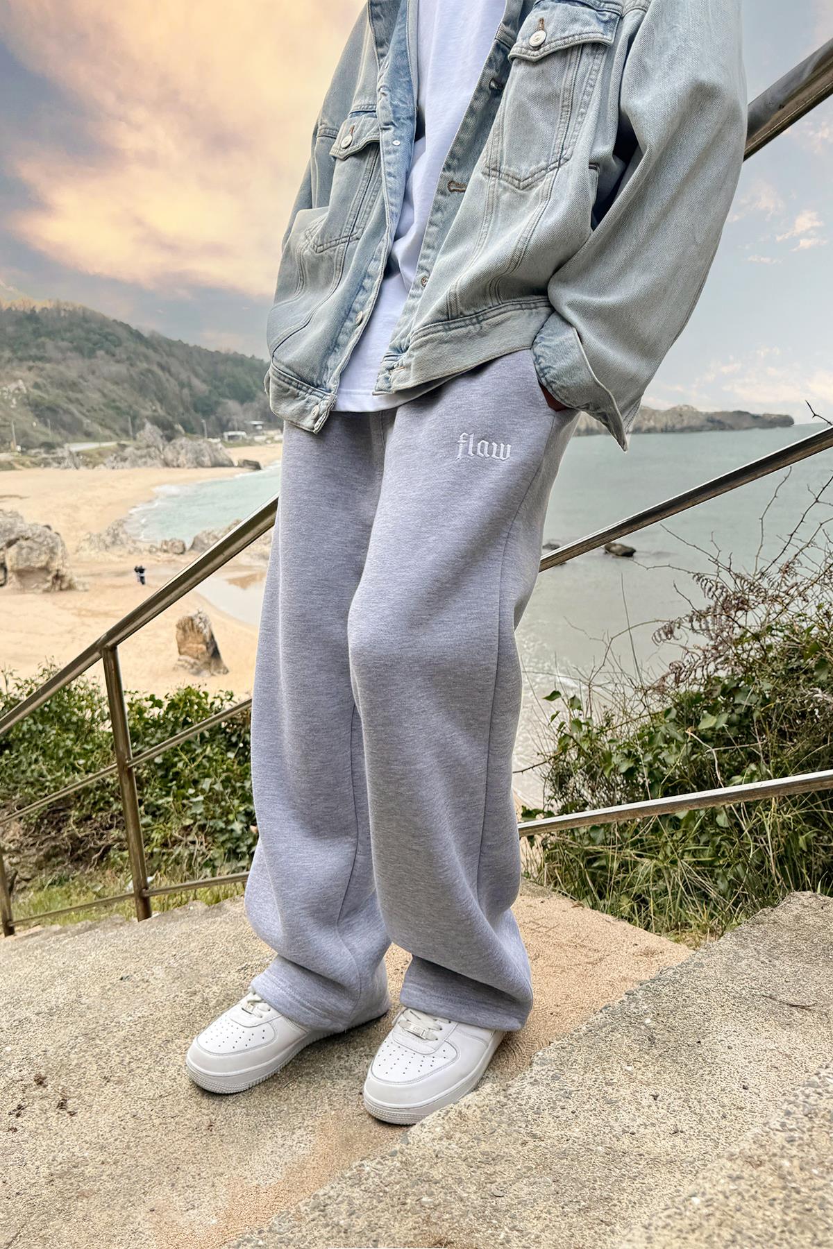 Flaw Atelier Gri Melanj Baggy Eşofman Altı