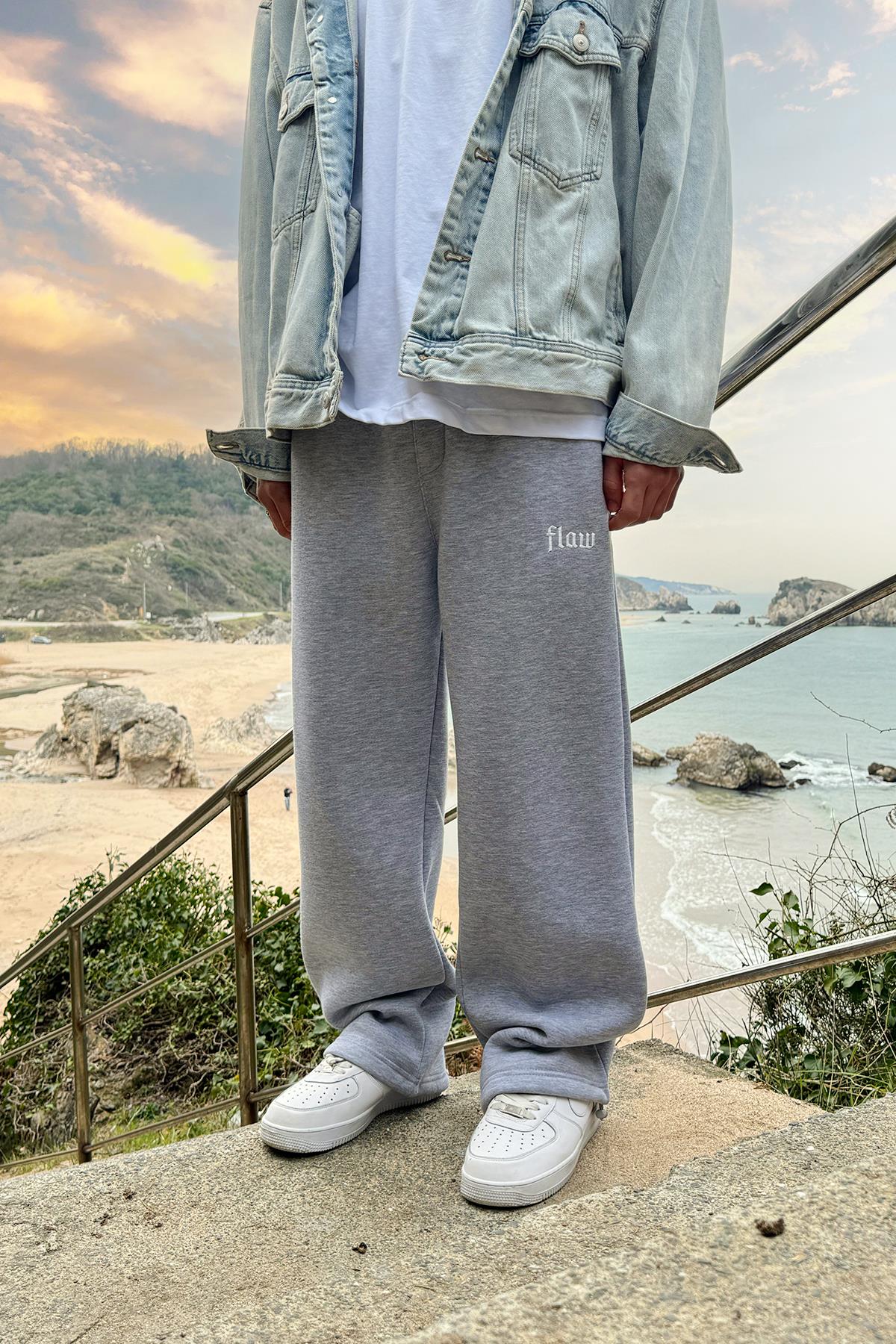 Flaw Atelier Gri Melanj Baggy Eşofman Altı