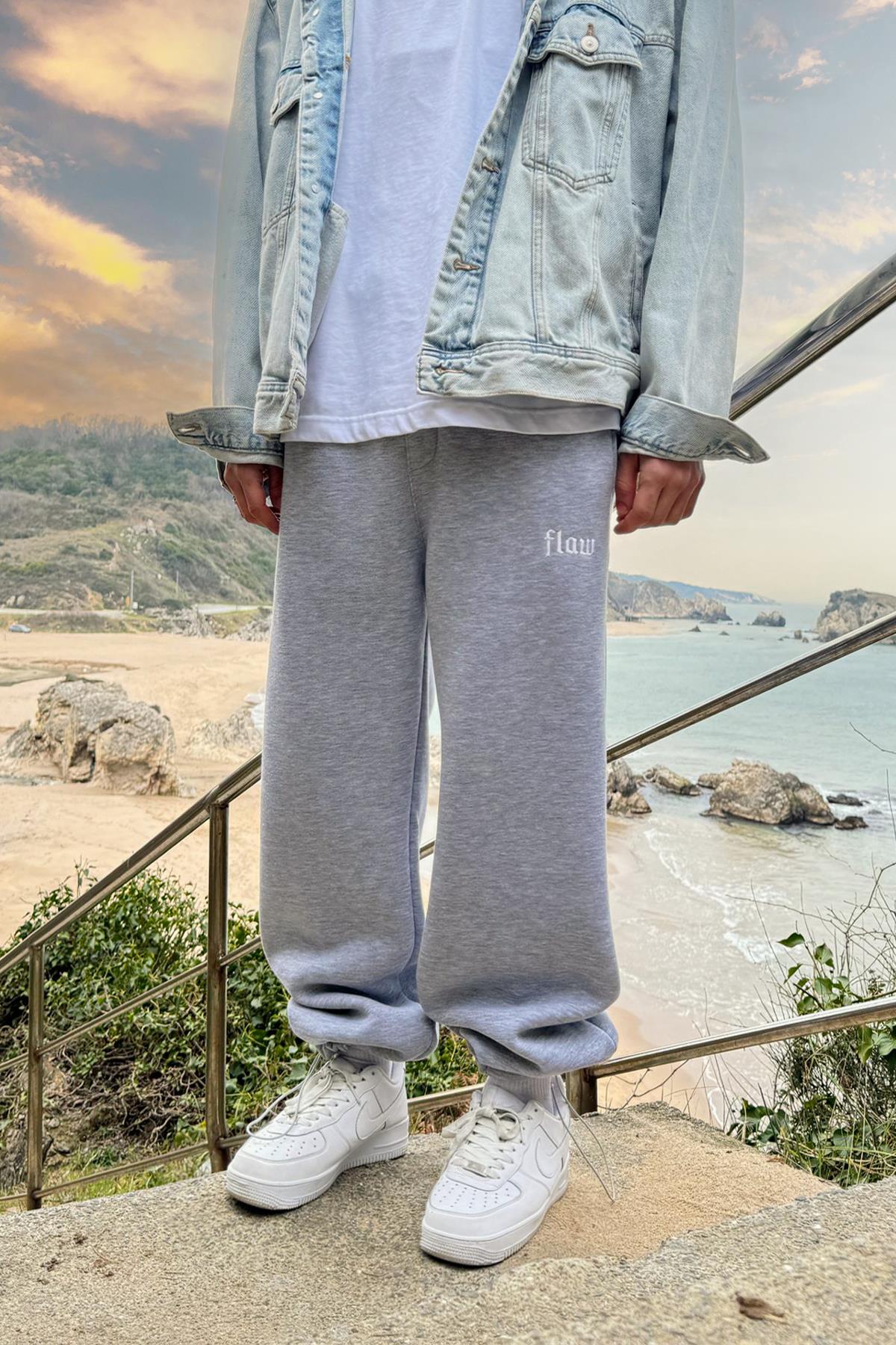 Flaw Atelier Gri Melanj Baggy Eşofman Altı
