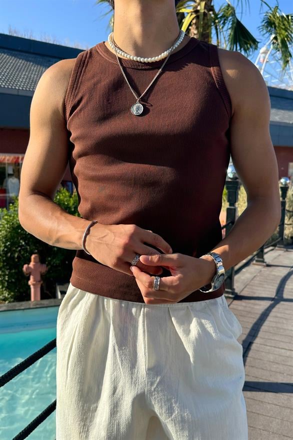 Flaw Atelier Premium Basic Top Tank Atlet Kahverengi