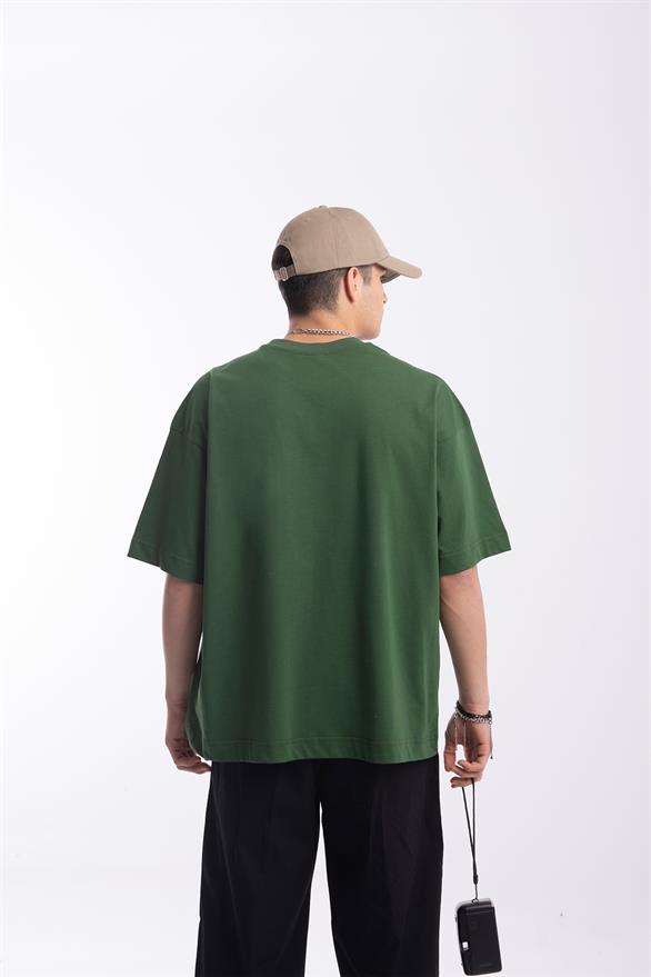 Flaw Atelier Premium Basic Yeşil  Oversize Tshirt