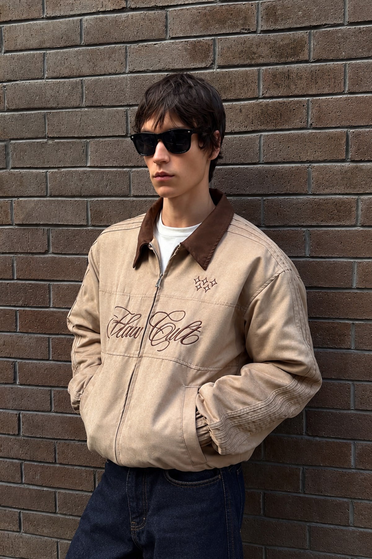 Flaw Cult Suede Bomber Jacket