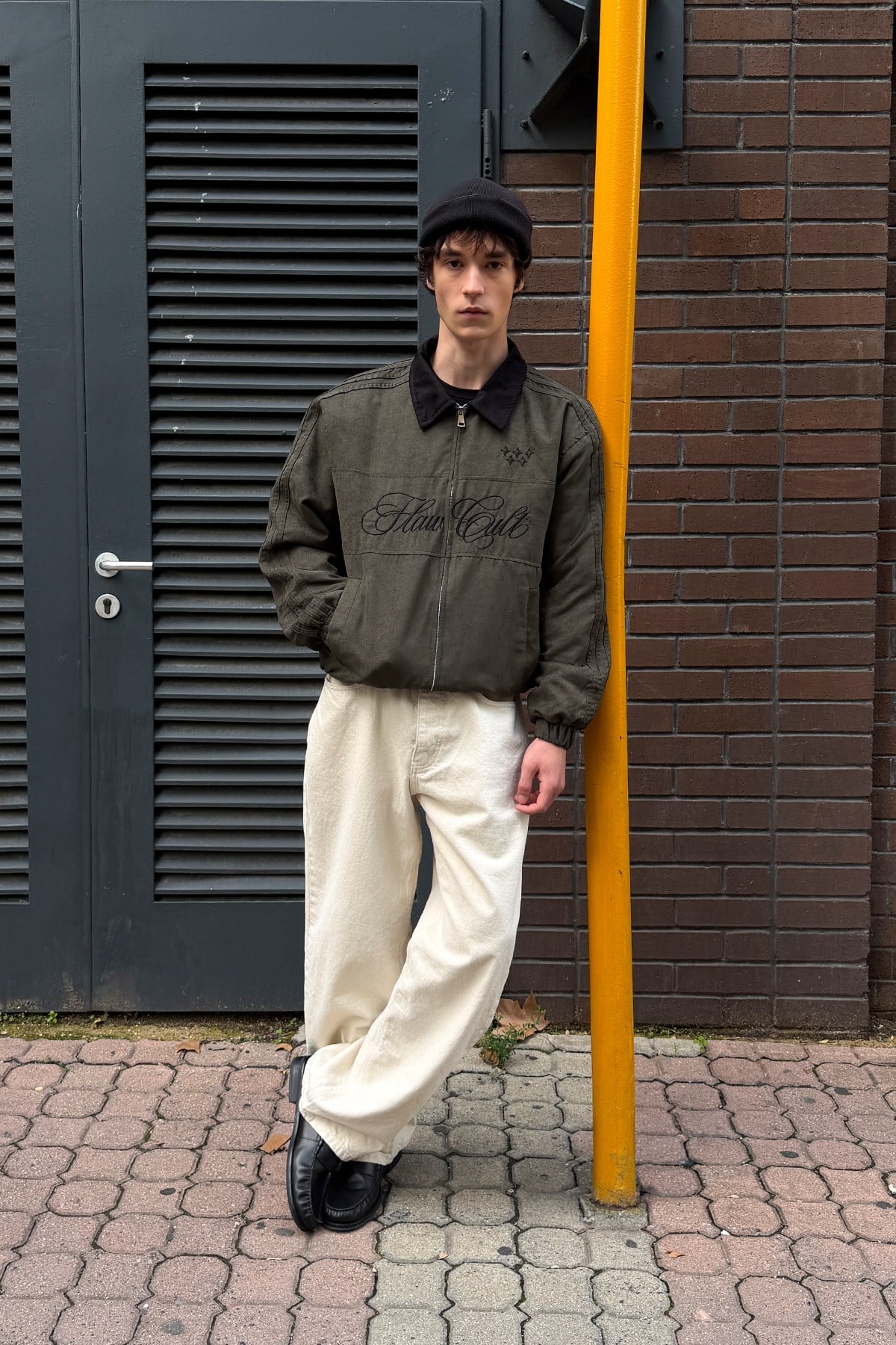 Flaw Cult Suede Bomber Jacket