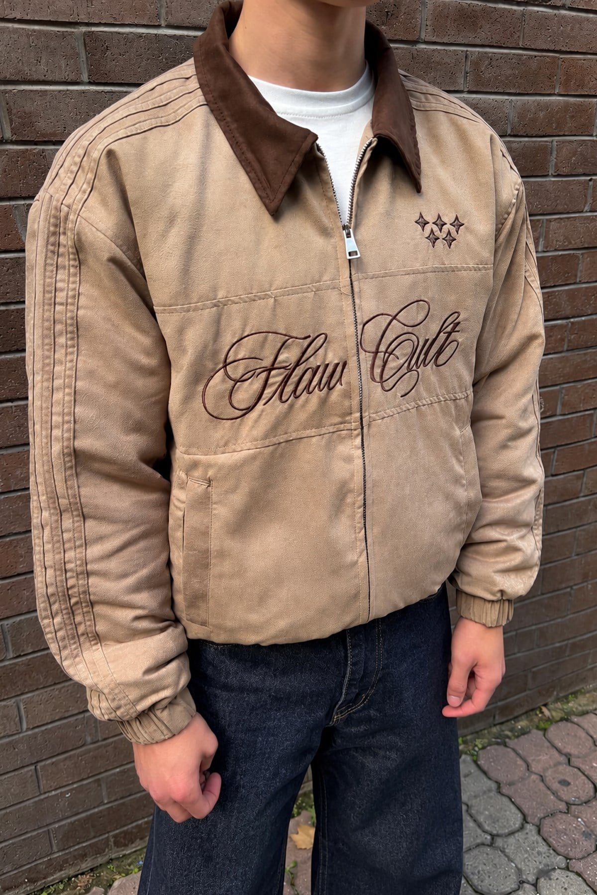 Flaw Cult Suede Bomber Jacket