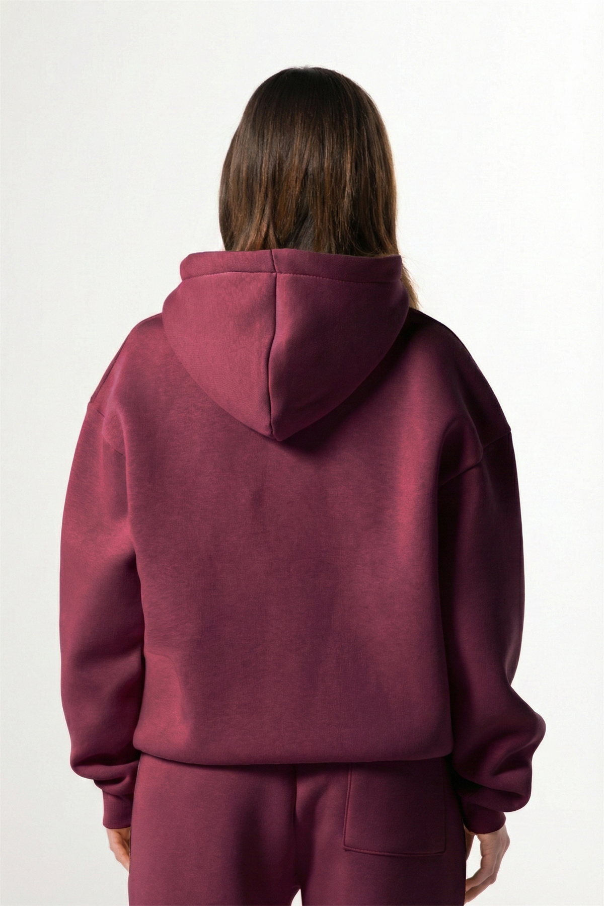 Flaw Nakışlı Bordo Zip Hoodie