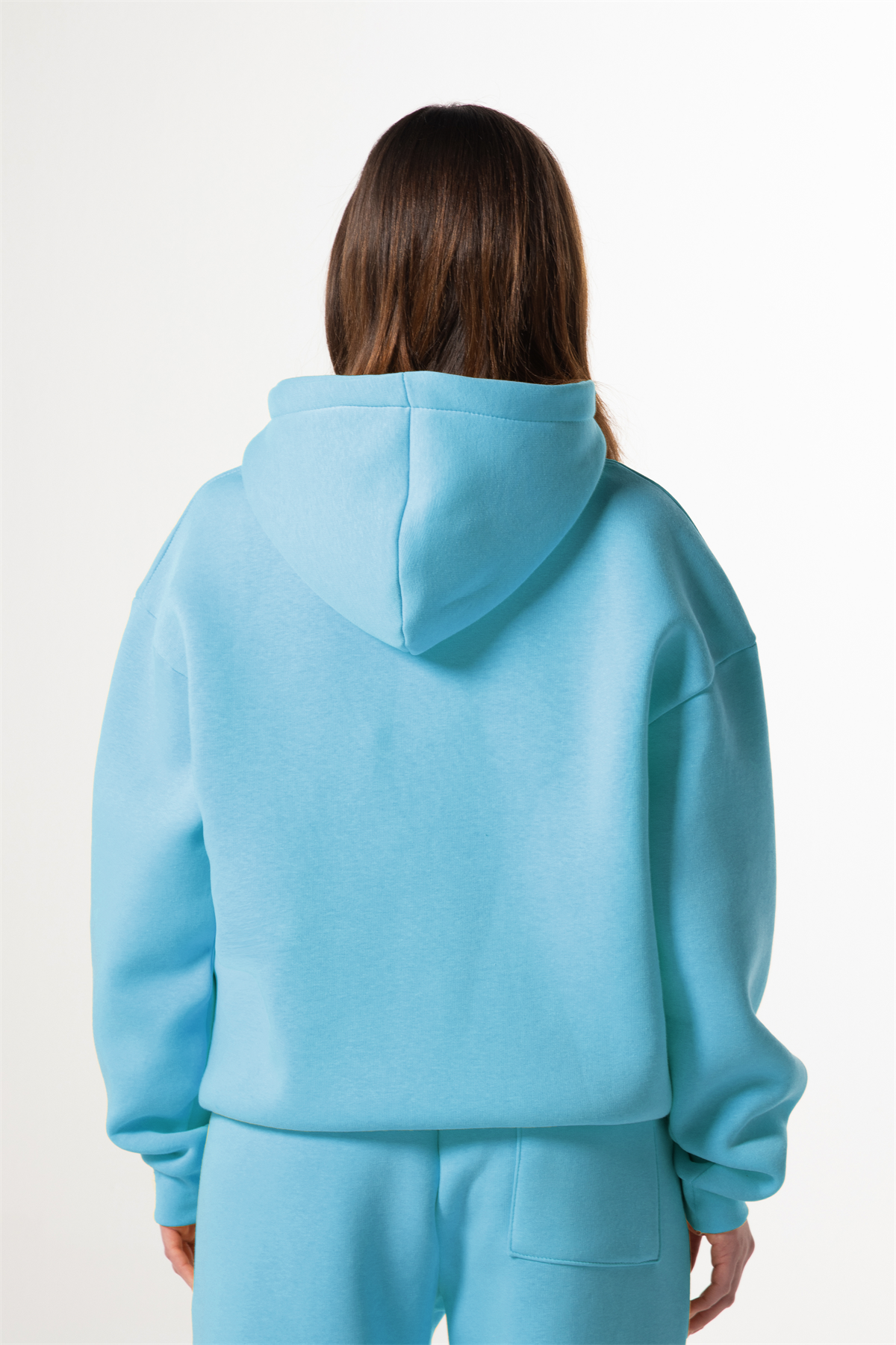Flaw Nakışlı Mavi Zip Hoodie