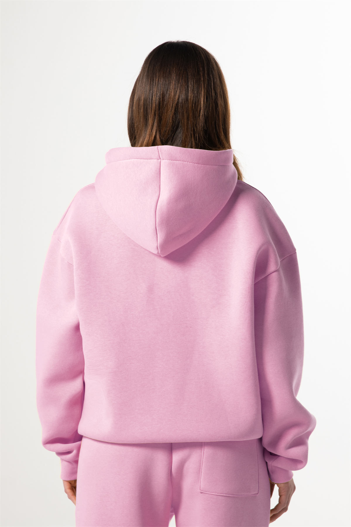 Flaw Nakışlı Pembe Zip Hoodie