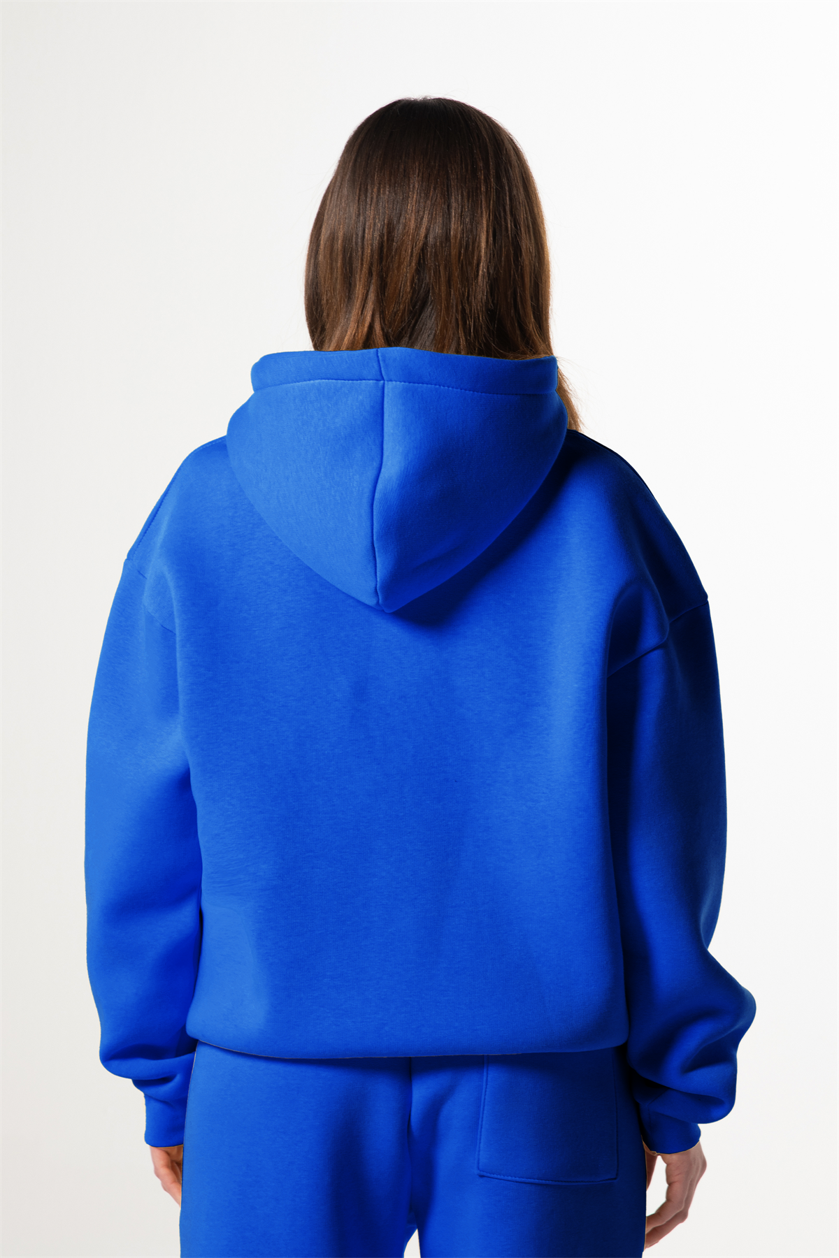 Flaw Nakışlı Saks Mavi Zip Hoodie