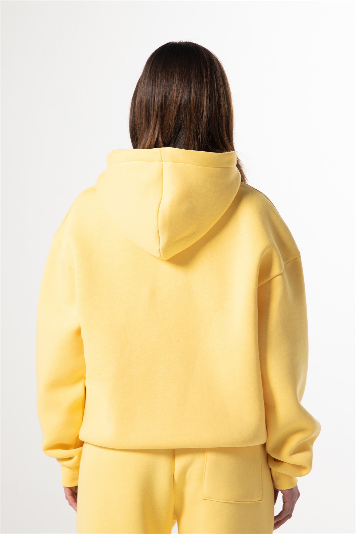Flaw Nakışlı Sarı Zip Hoodie