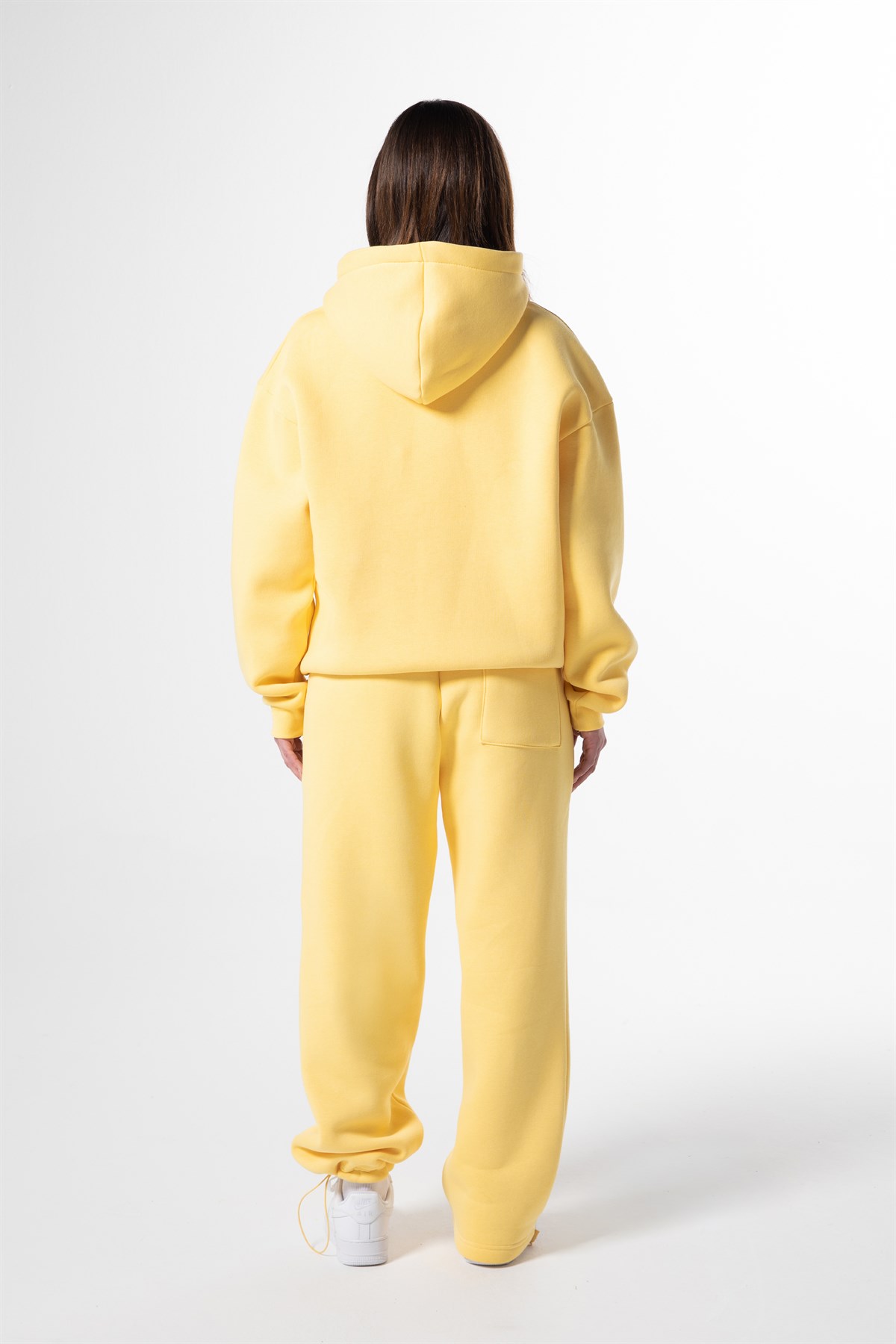 Flaw Nakışlı Sarı Zip Hoodie