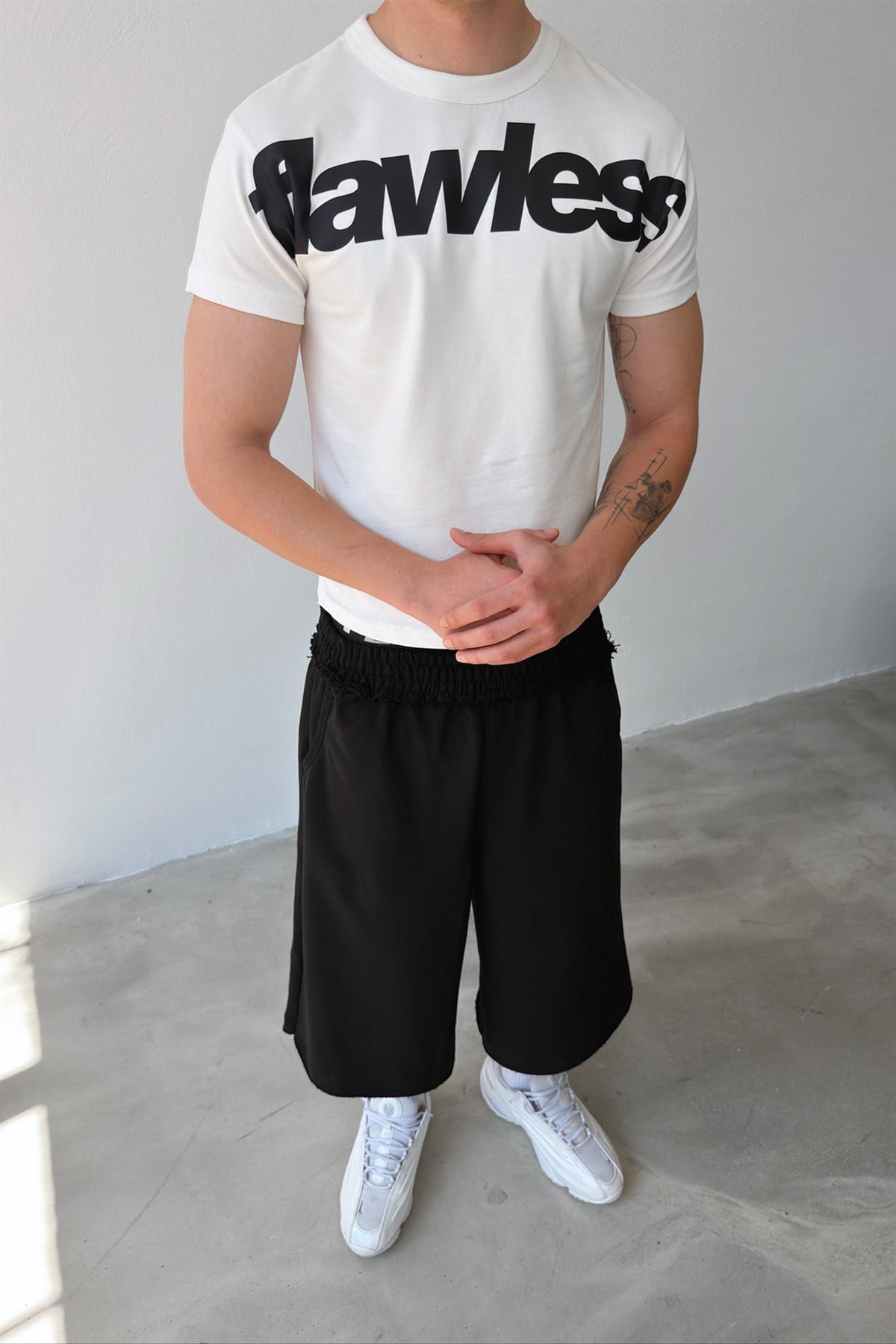 Flawatelier Nakışlı Premium Kumaş Monster Fit Jorts