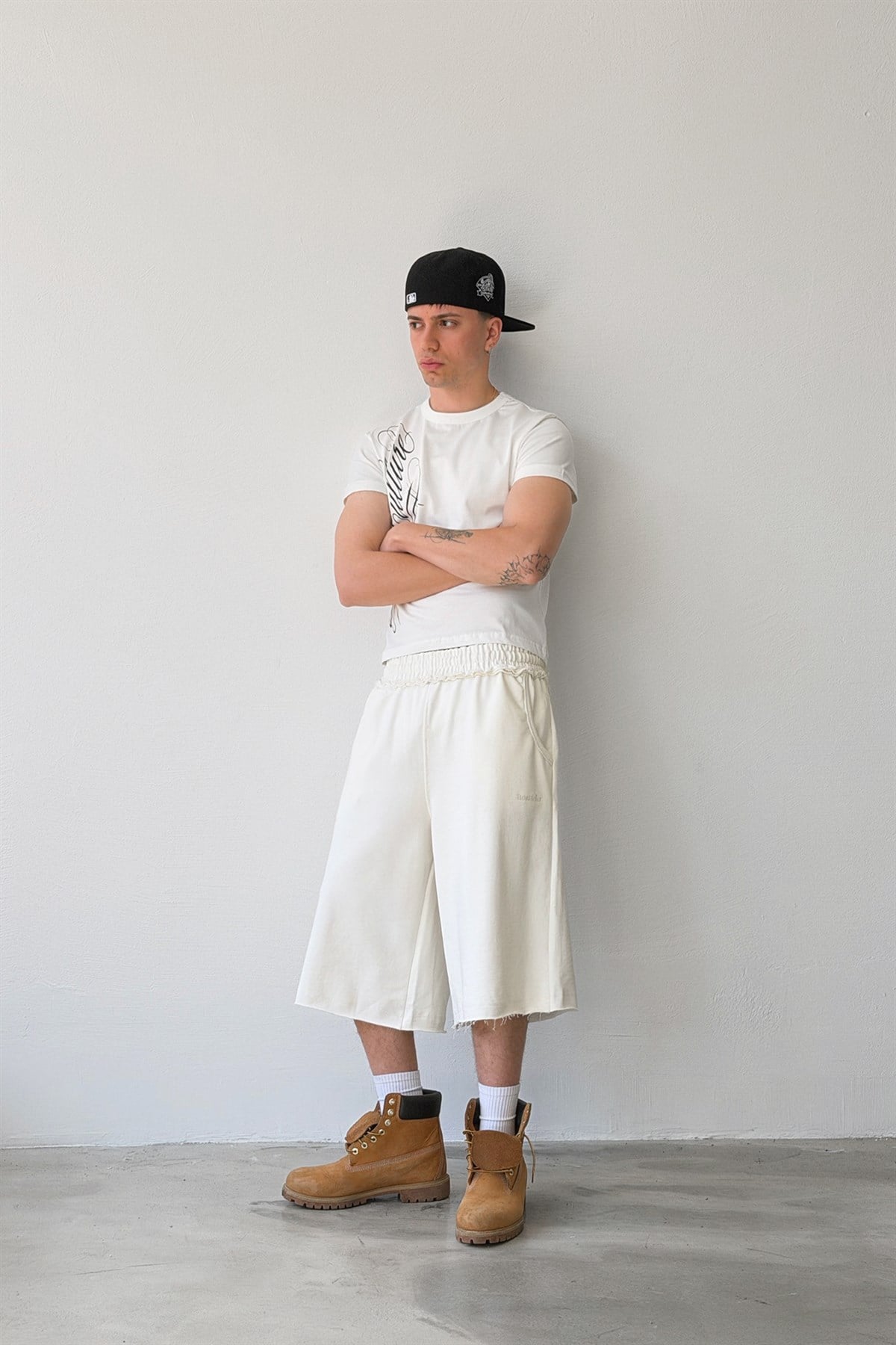 Flawatelier Nakışlı Premium Kumaş Monster Fit Jorts