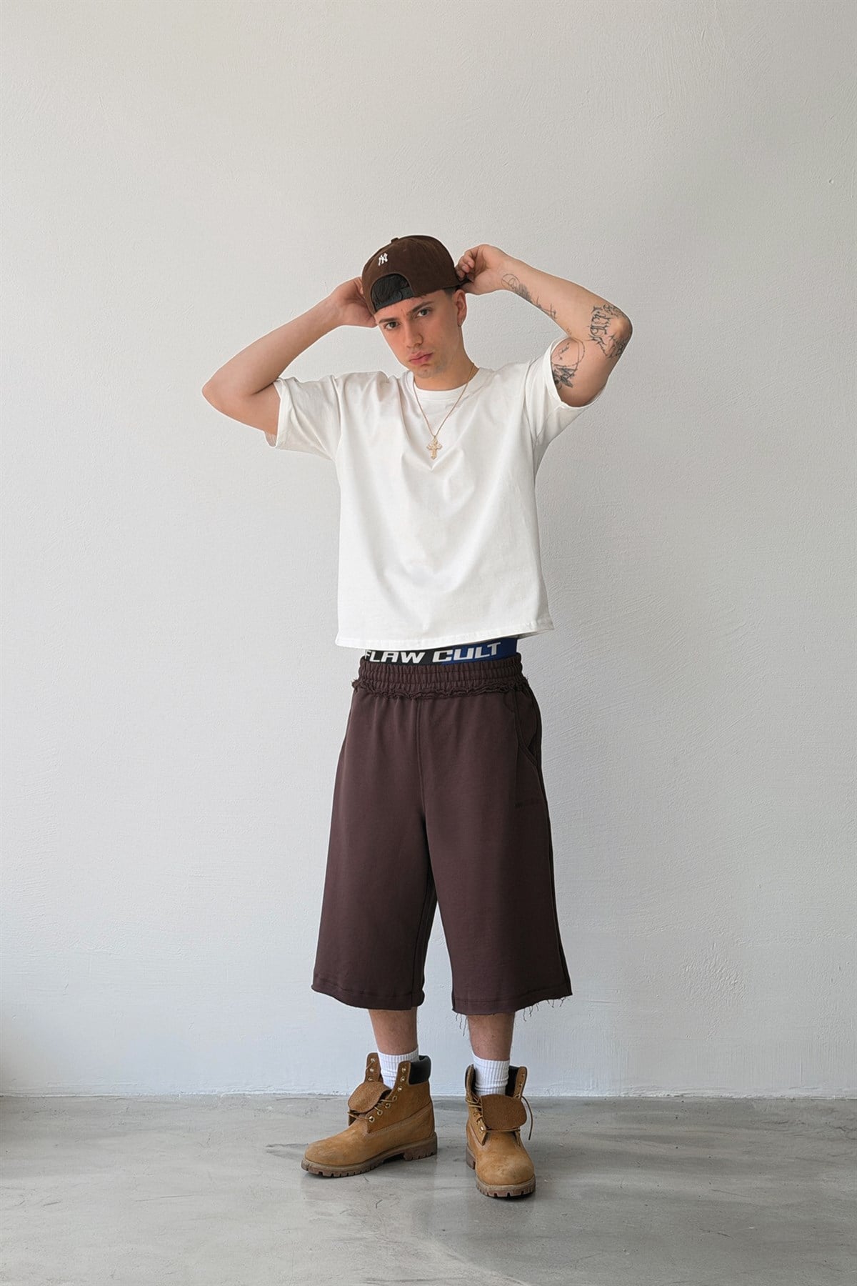 Flawatelier Nakışlı Premium Kumaş Monster Fit Jorts