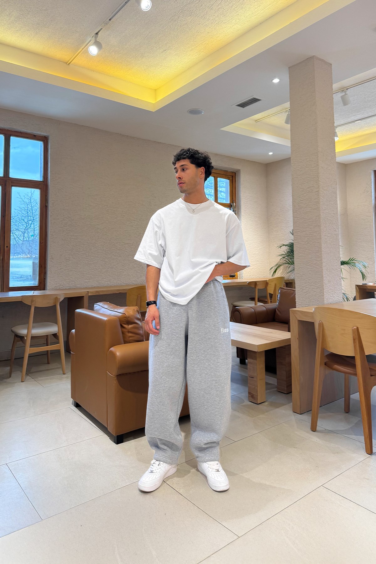 Flex Tech Oversize Eşofman Gri Melanj