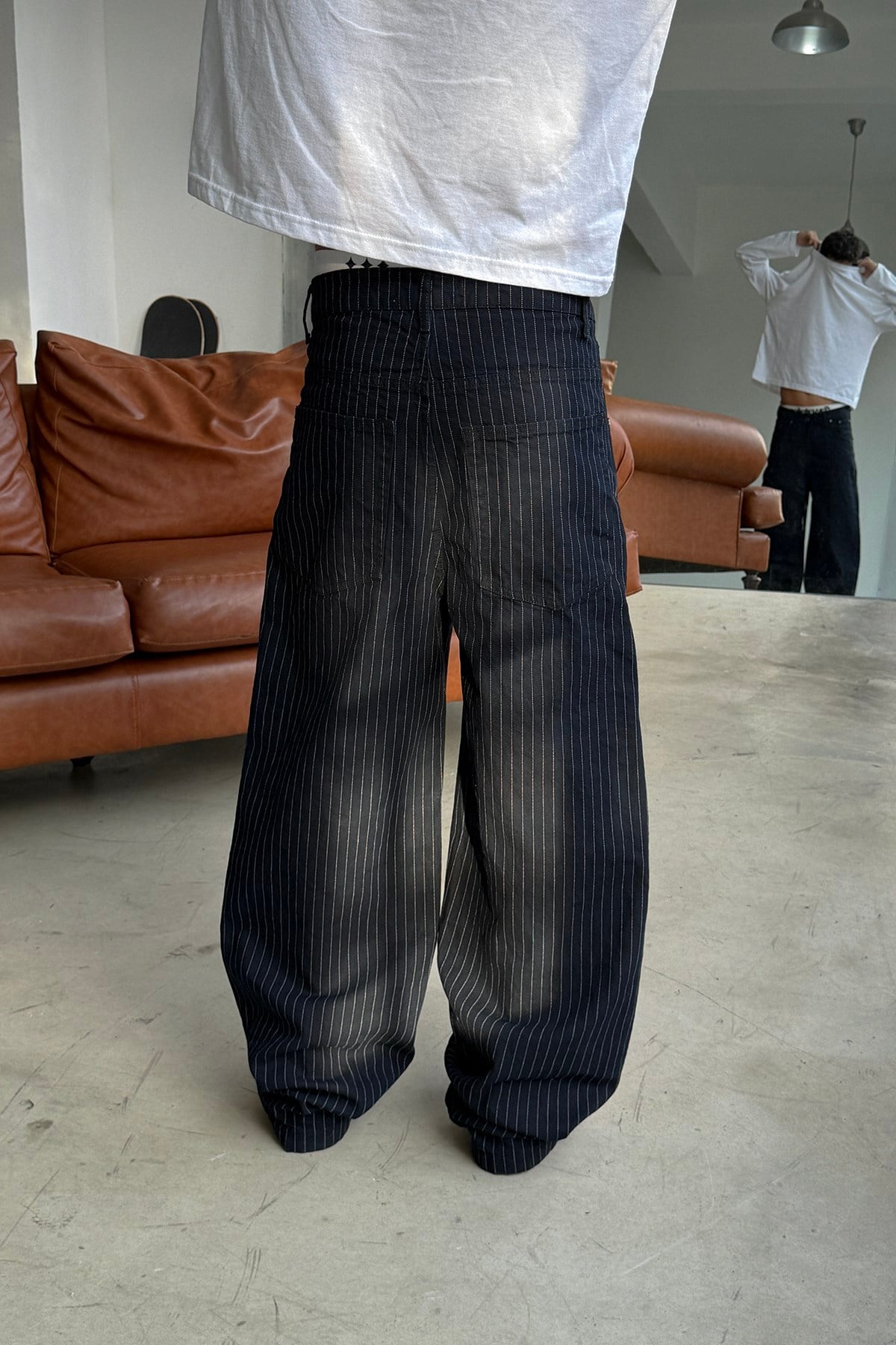 Raw Series Striped Baggy Jeans